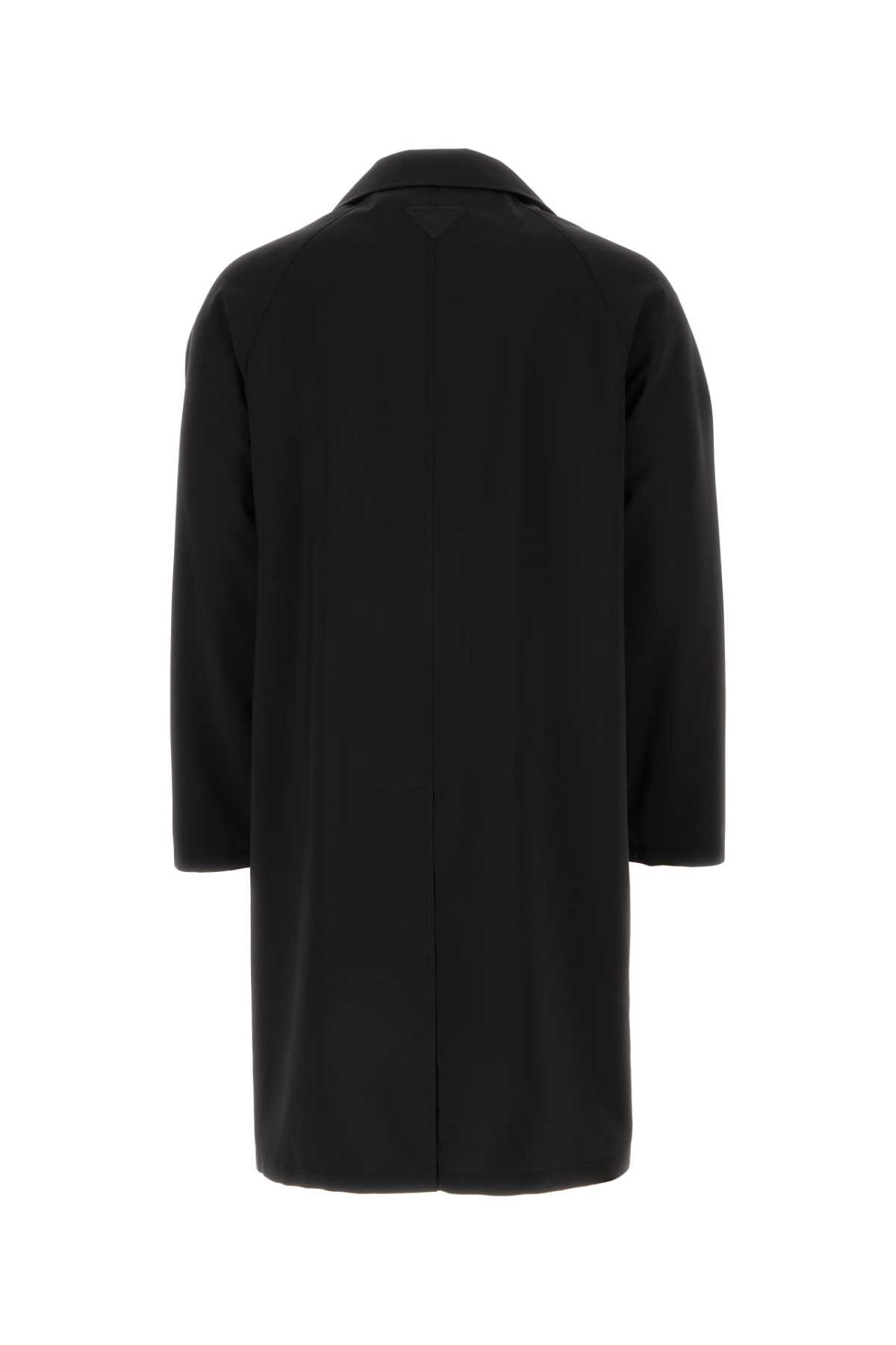 Shop Prada Black Wool Blend Overcoat In Nero