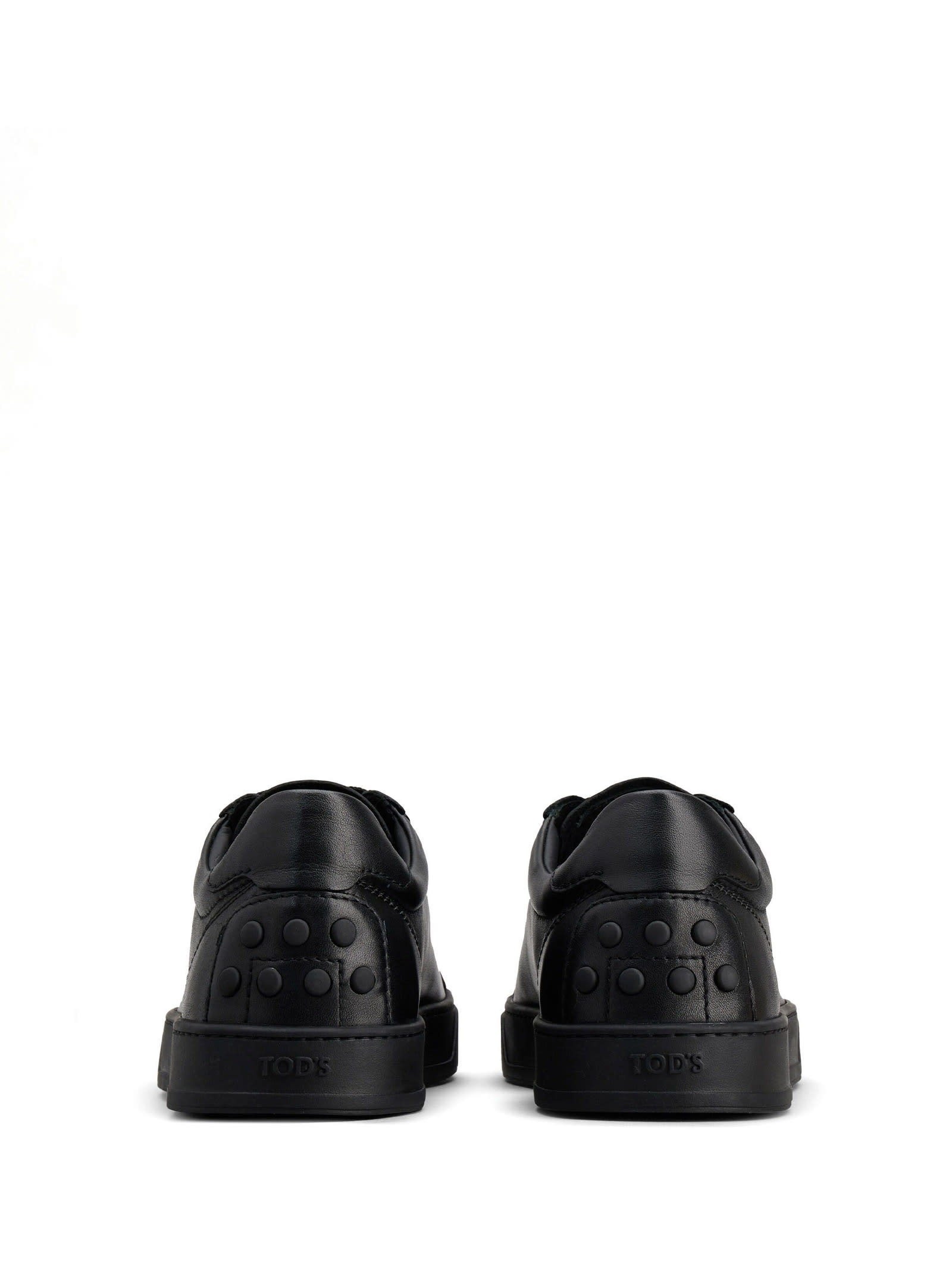 Shop Tod's Black Leather Sneakers In Nero