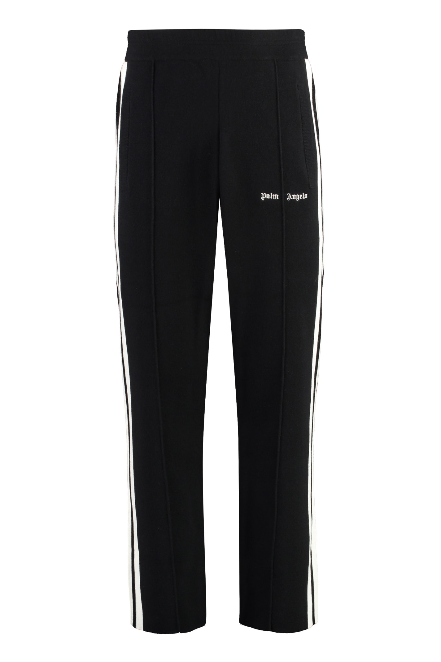 Shop Palm Angels Knitted Track-pants In Black