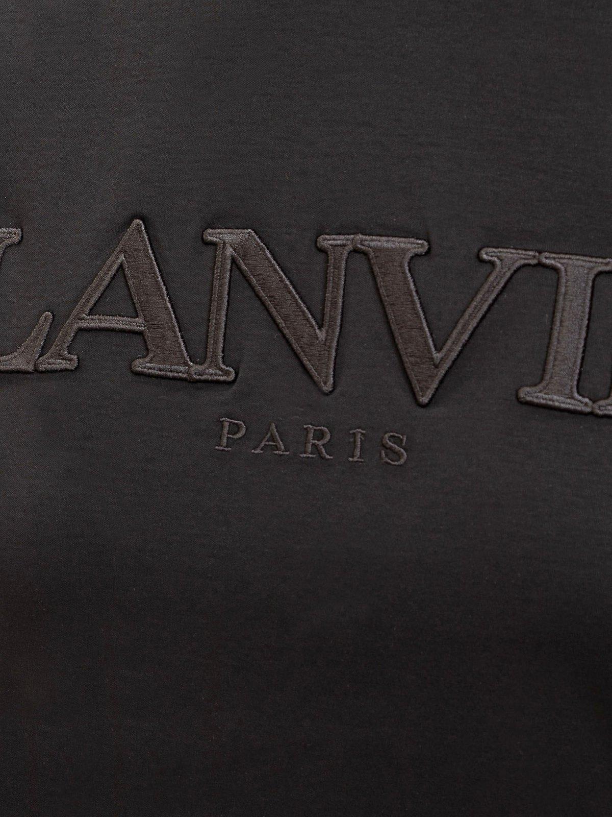 Shop Lanvin Logo Embroidered Crewneck T-shirt In Black