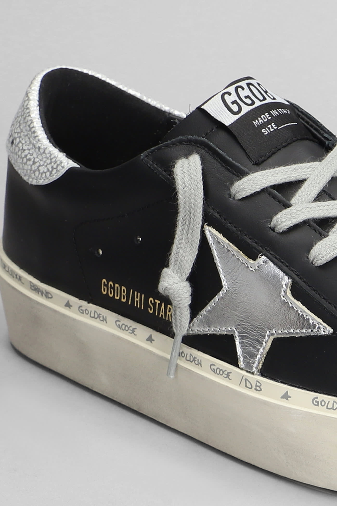 Shop Golden Goose Hi Star Sneakers In Black Leather