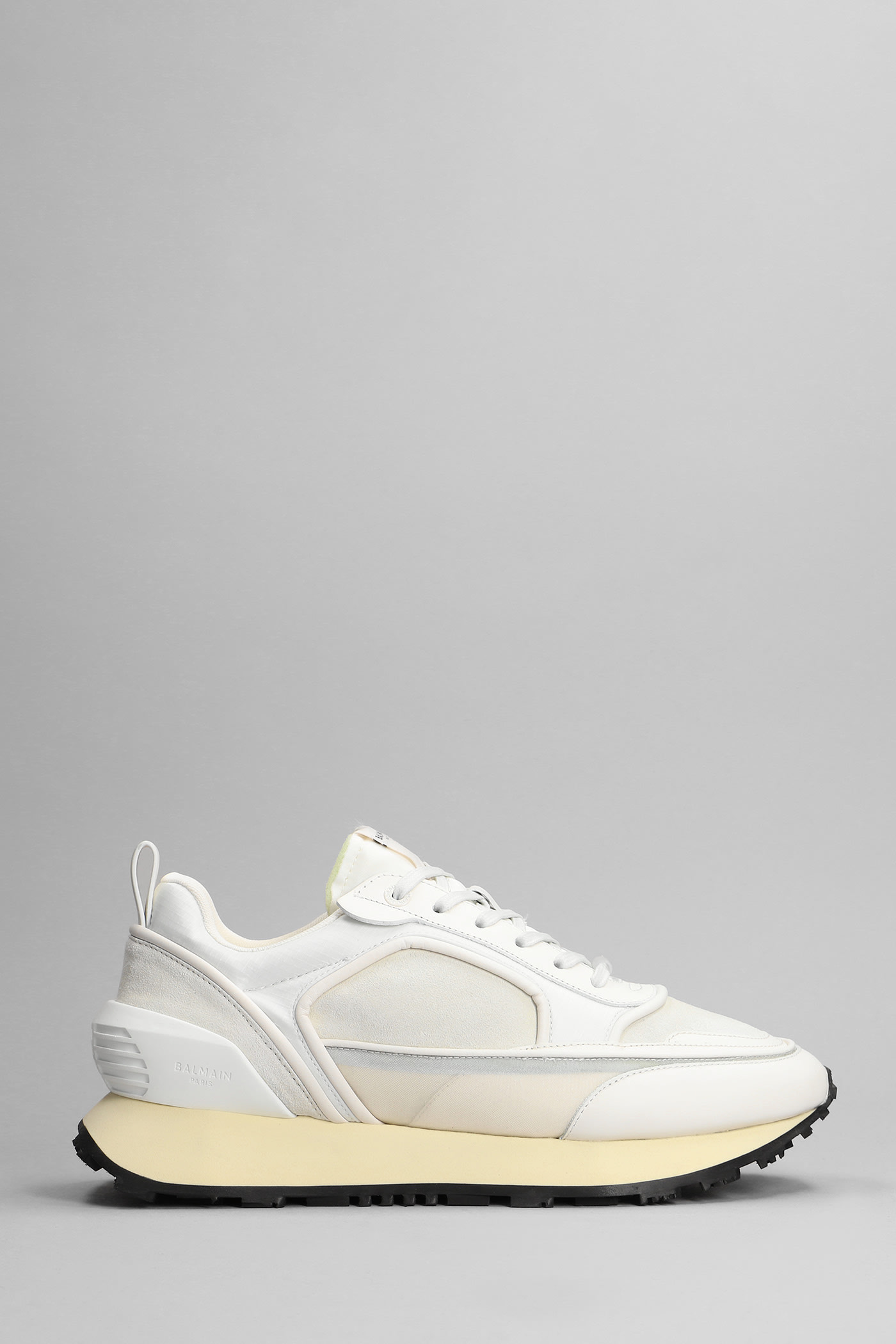 Balmain Racer Sneakers In White Suede And Leather
