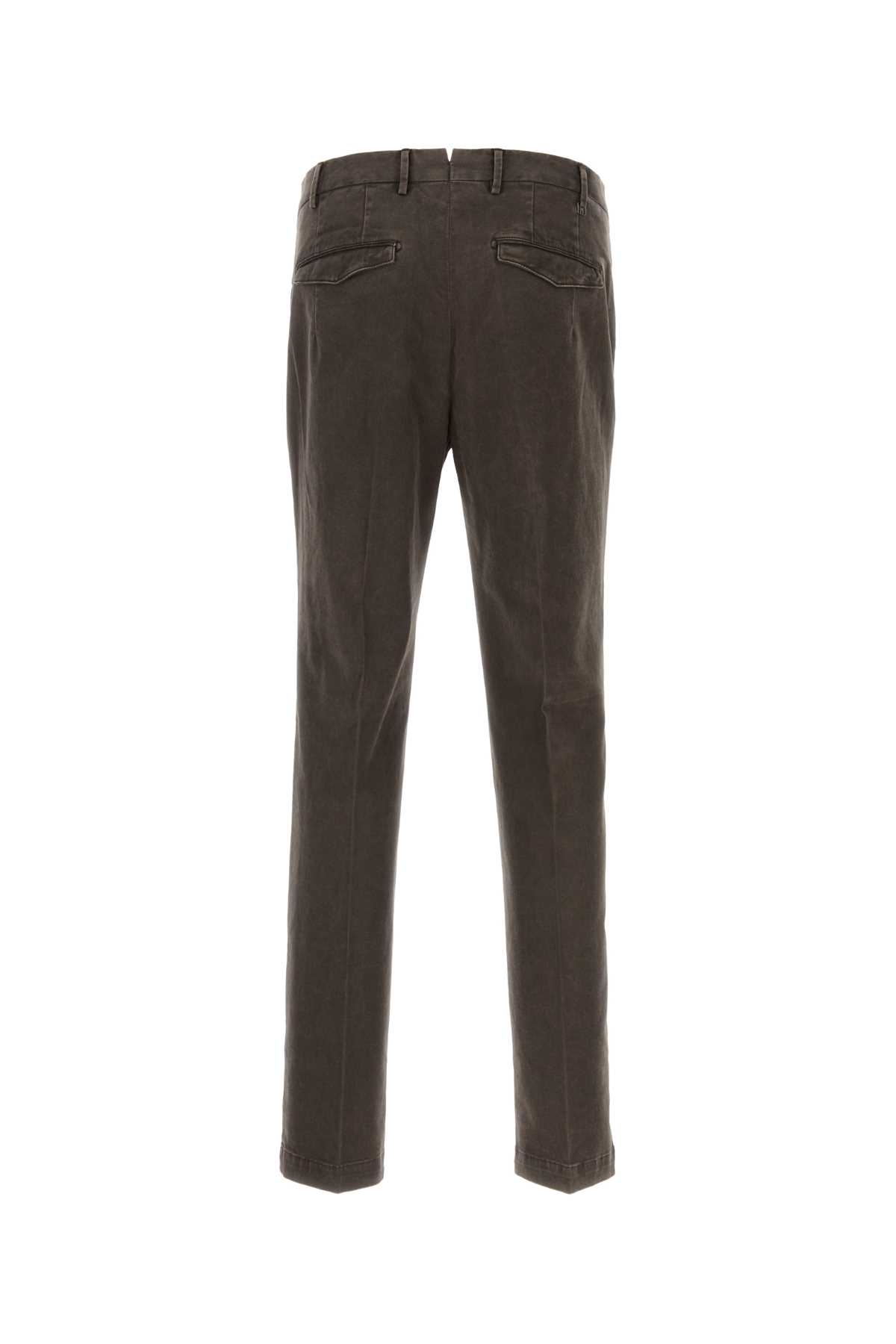Pt Torino Stretch Cotton Trousers With Pockets And Loops In Green