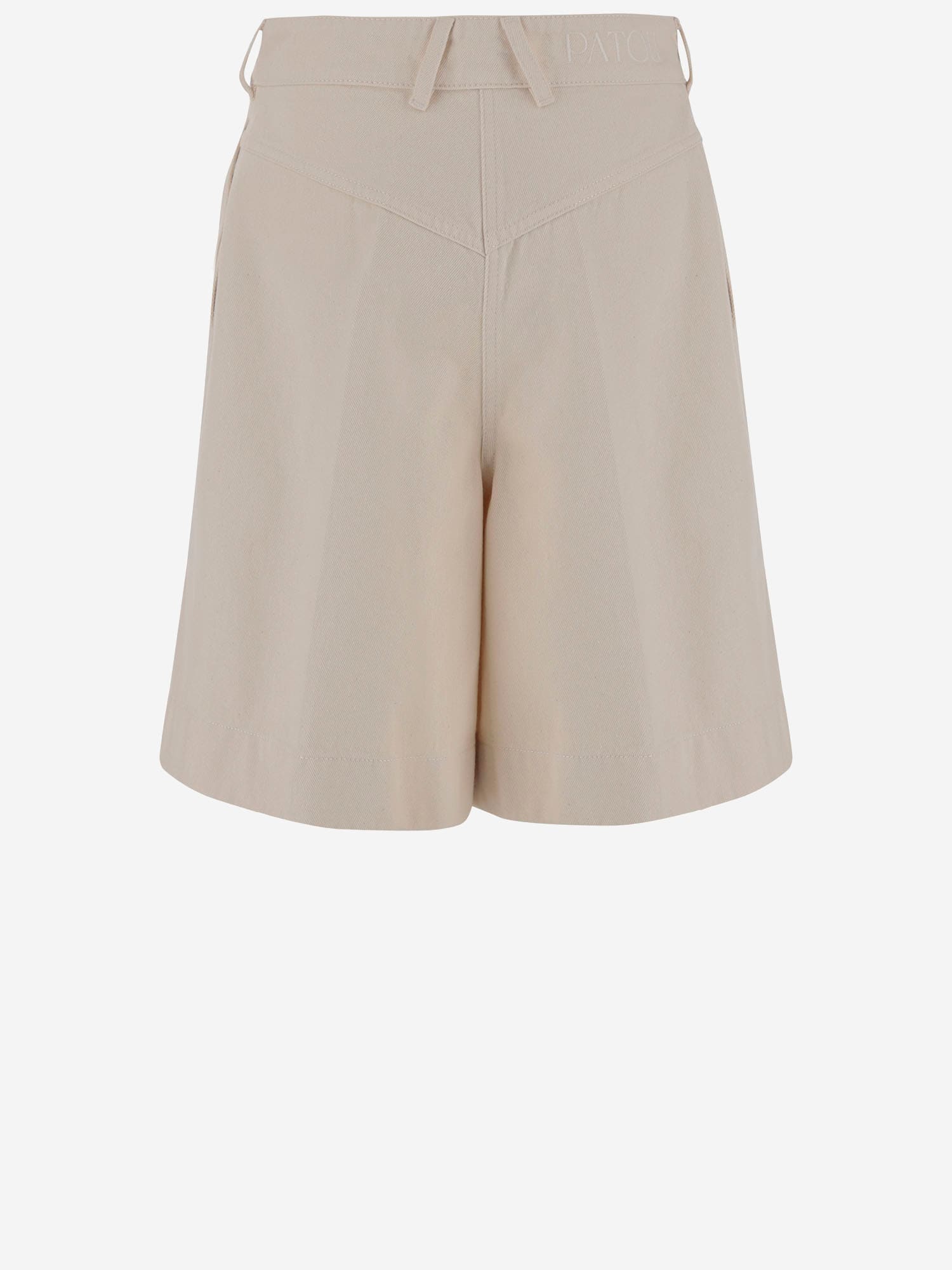 Patou Cotton Short Pants With Logo In Beige