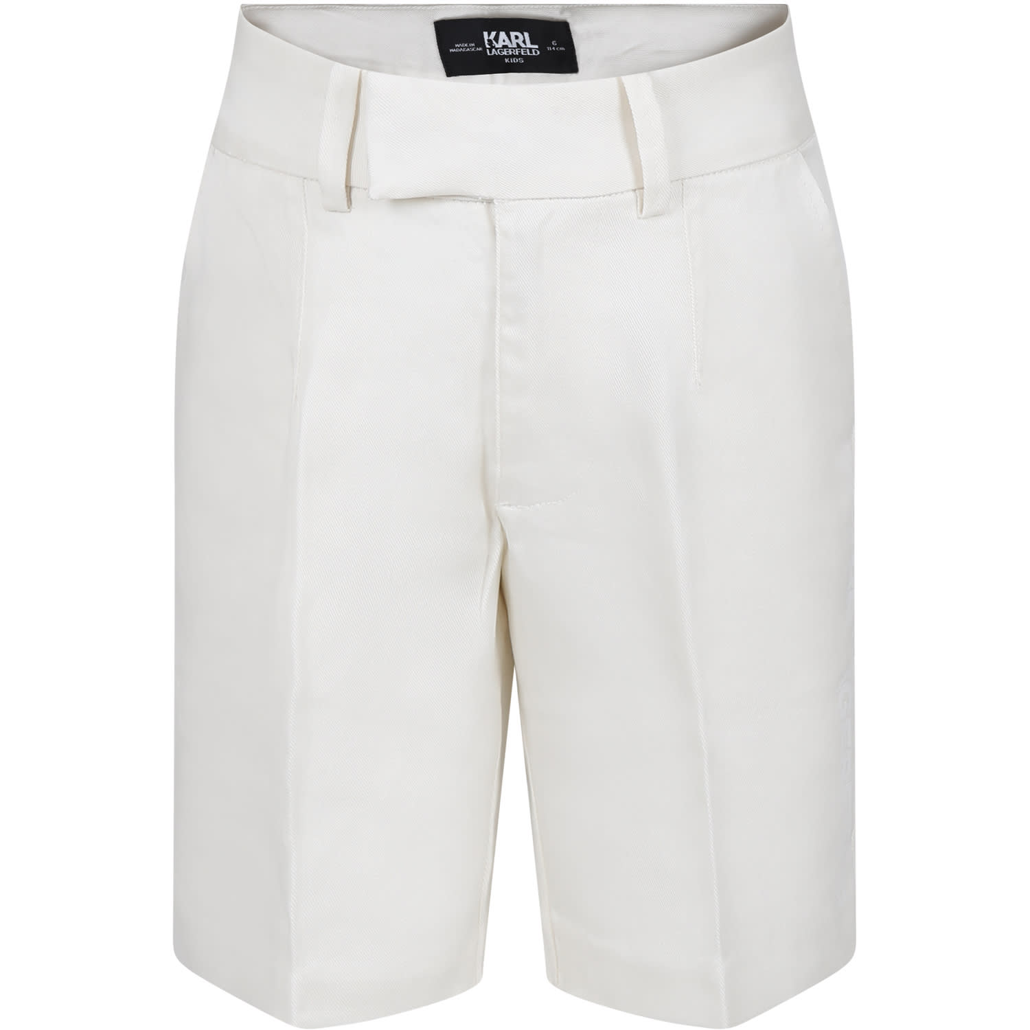 Karl Lagerfeld Kids' White Shorts For Boy With Logo