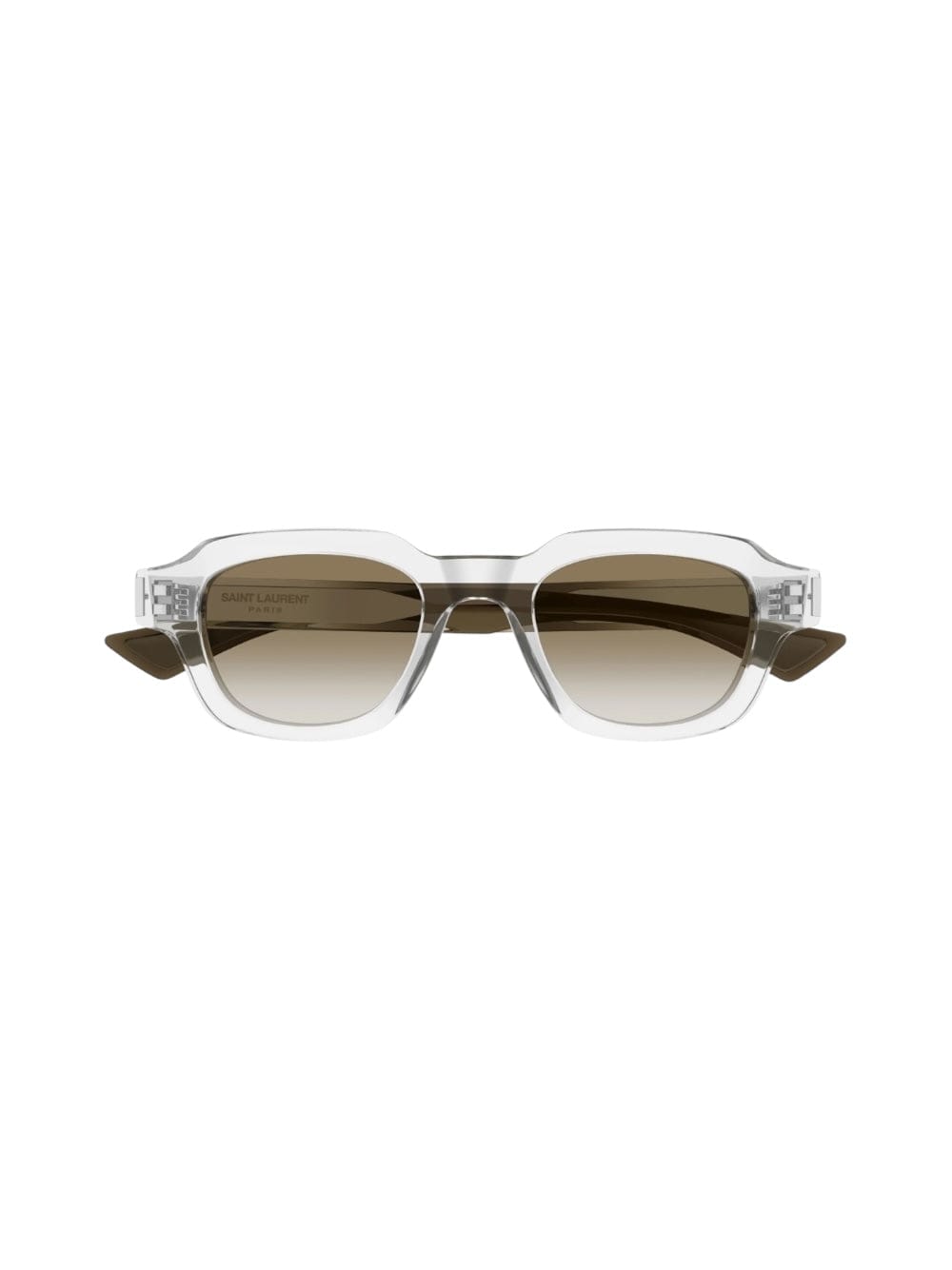 Saint Laurent Crystal-crystal-green Recycled Acetate Sunglasses In Gray