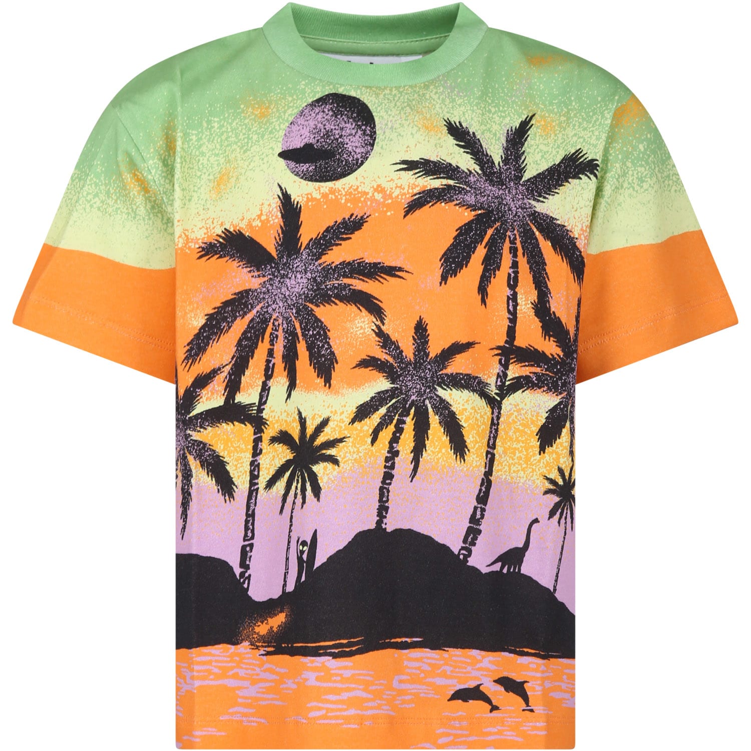 Molo Kids' Orange T-shirt For Boy With Alien And Print Print In Multicolor