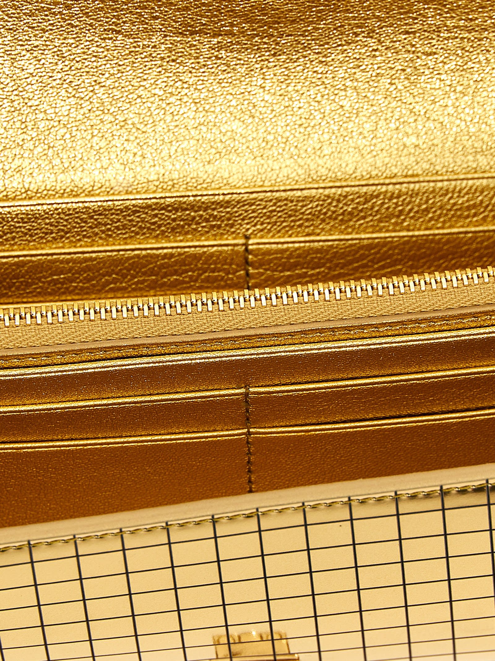 Ferragamo Lux Gold Wallet On Chain In Gold