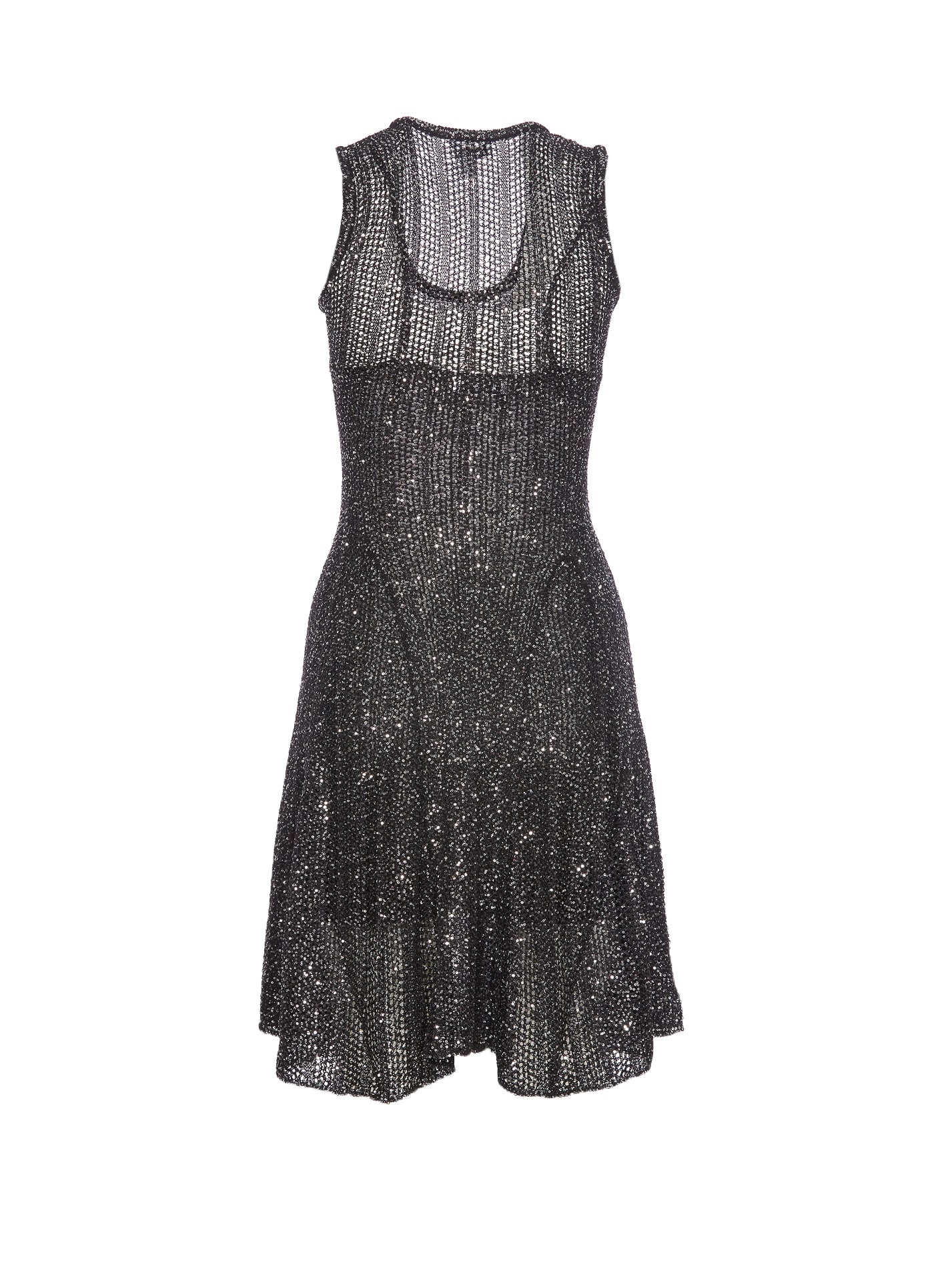 Alaïa Flared Hem Knit Dress In Grey