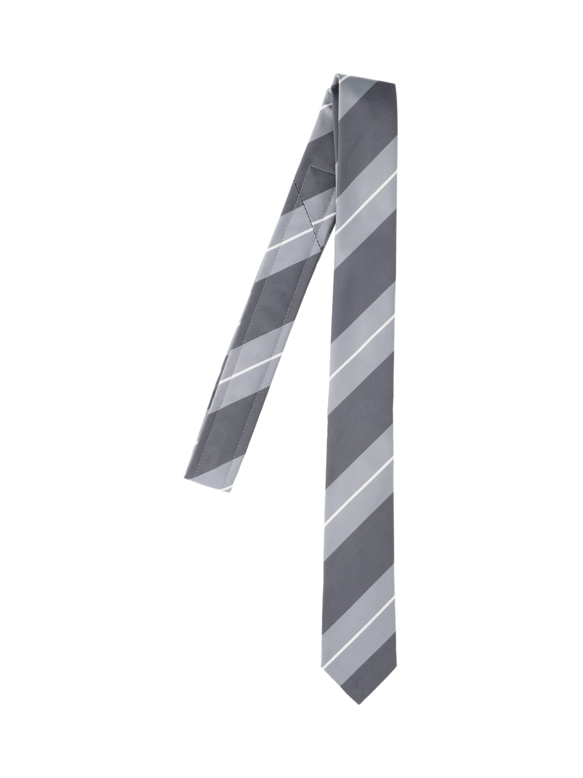 Shop Thom Browne Striped Tie In Gray