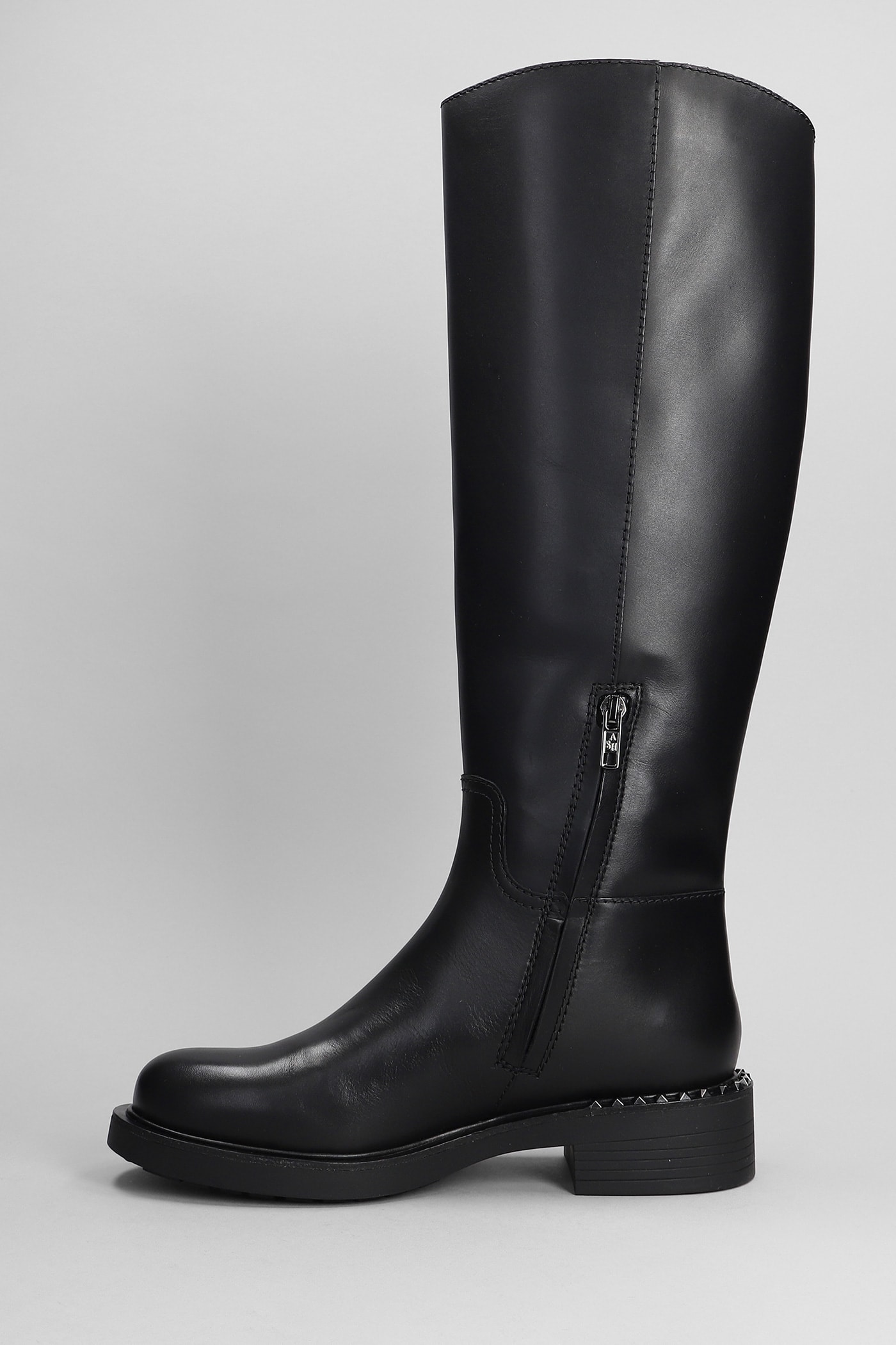 Shop Ash Faith Low Heels Boots In Black Leather