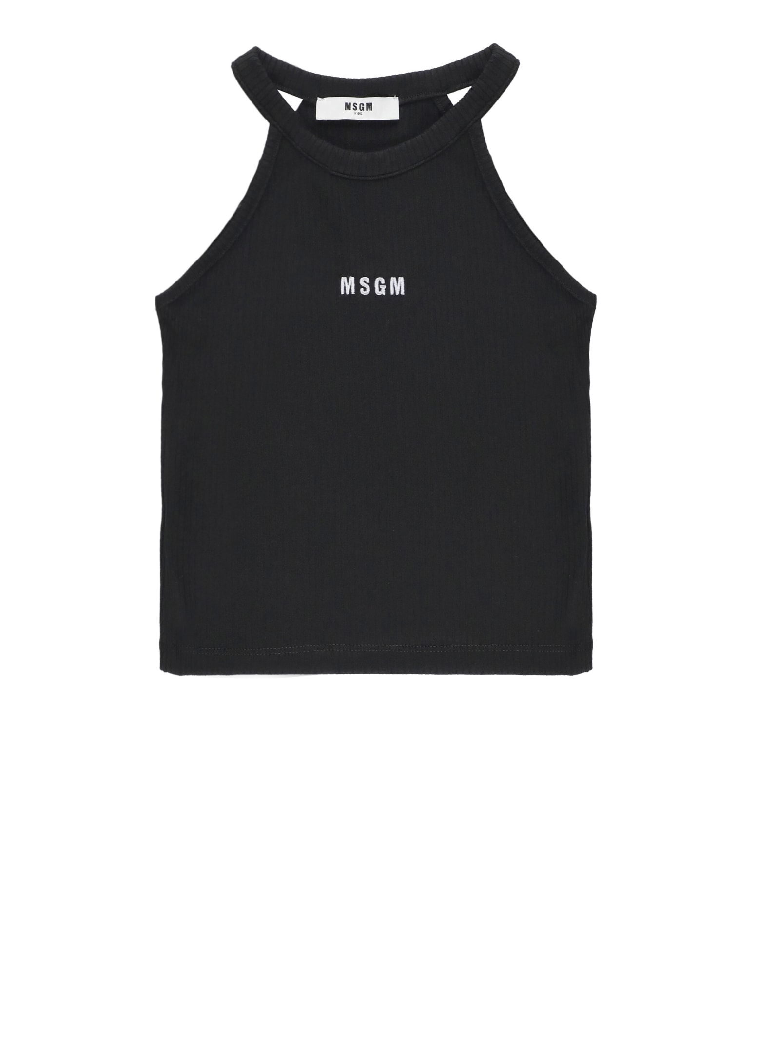 MSGM RIBBED TOP WITH LOGO