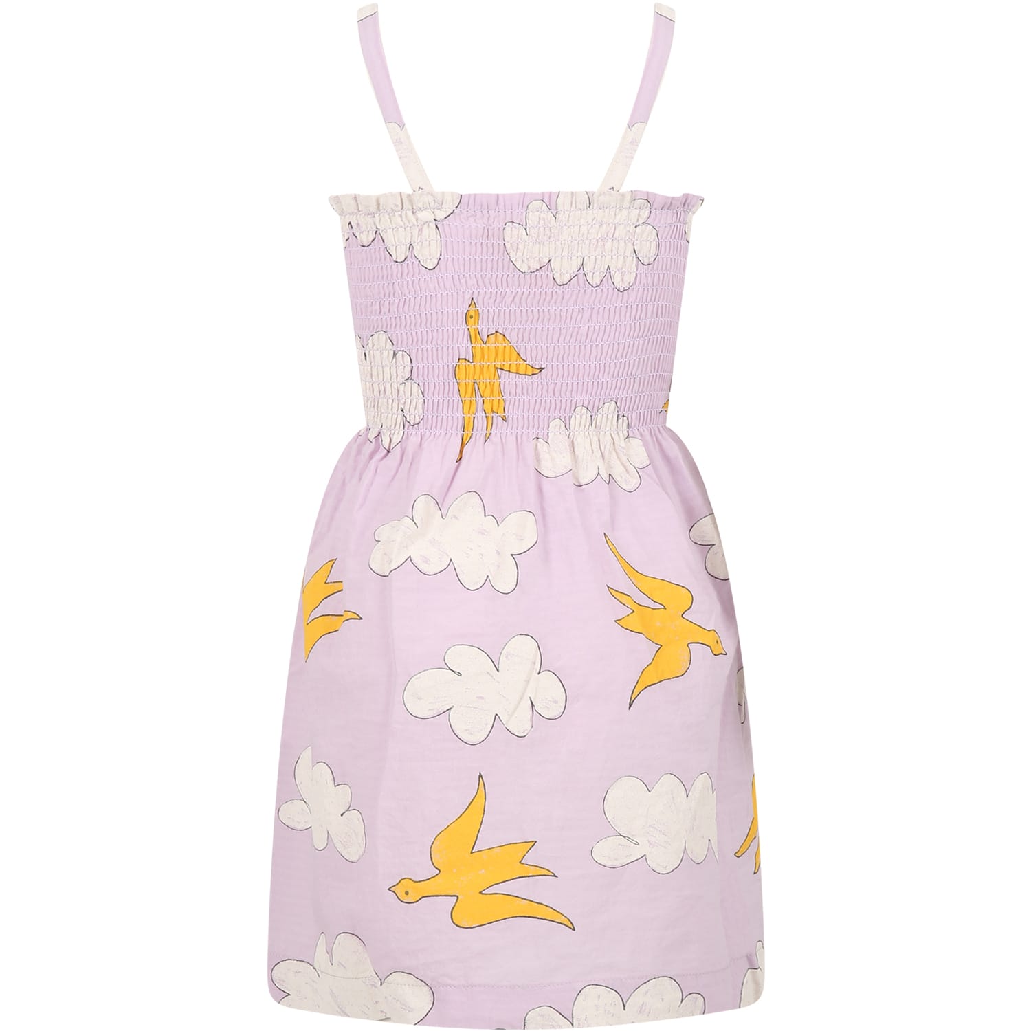 Shop The Animals Observatory Purple Dress For Girl With Clouds And Logo In Violet