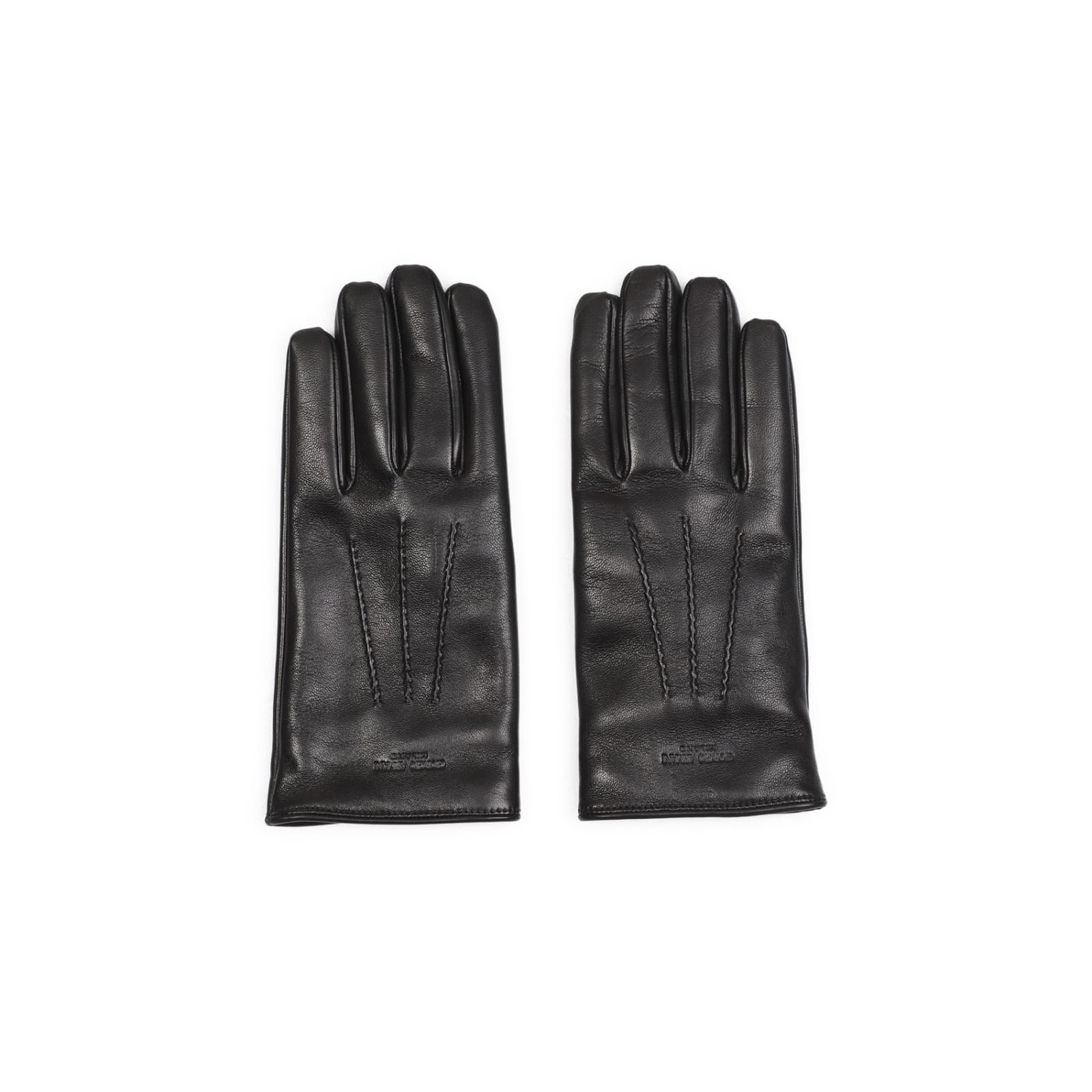 Giorgio Armani Logo Embossed Nappa Gloves In Black