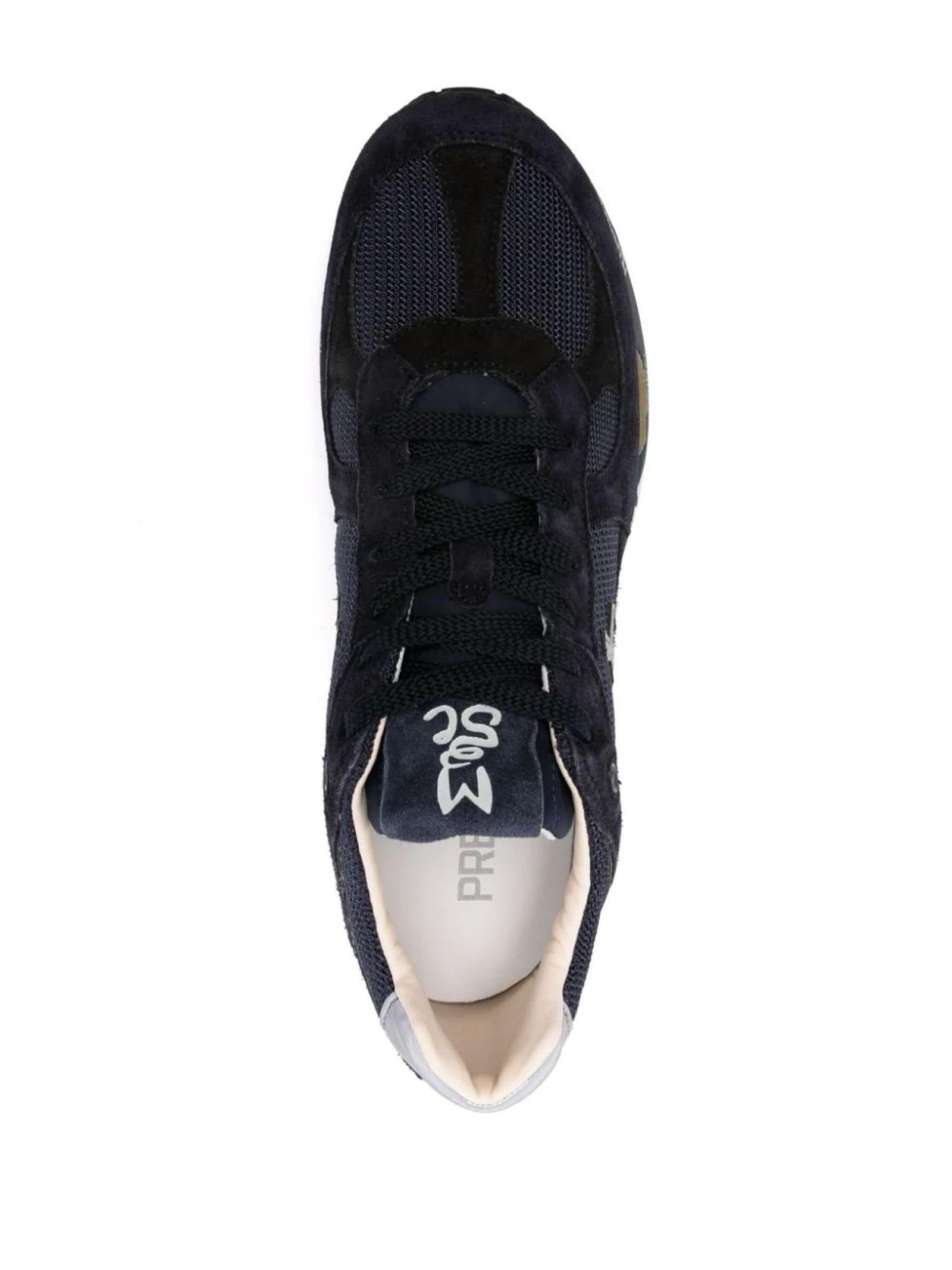 Shop Premiata Blue Suede Mase Sneakers