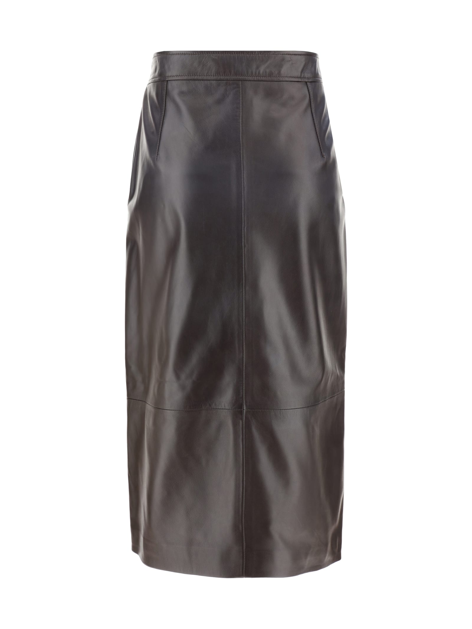 Shop Arma Leather Arkina Skirt In Mud Brown