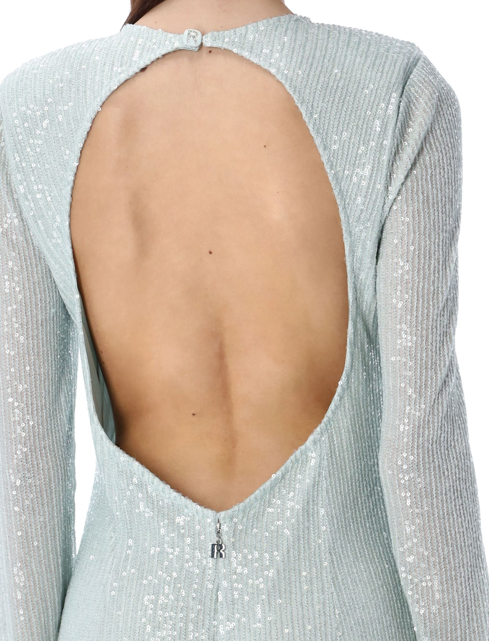 ROTATE BIRGER CHRISTENSEN TEXTURED SEQUINS OPEN BACK DRESS