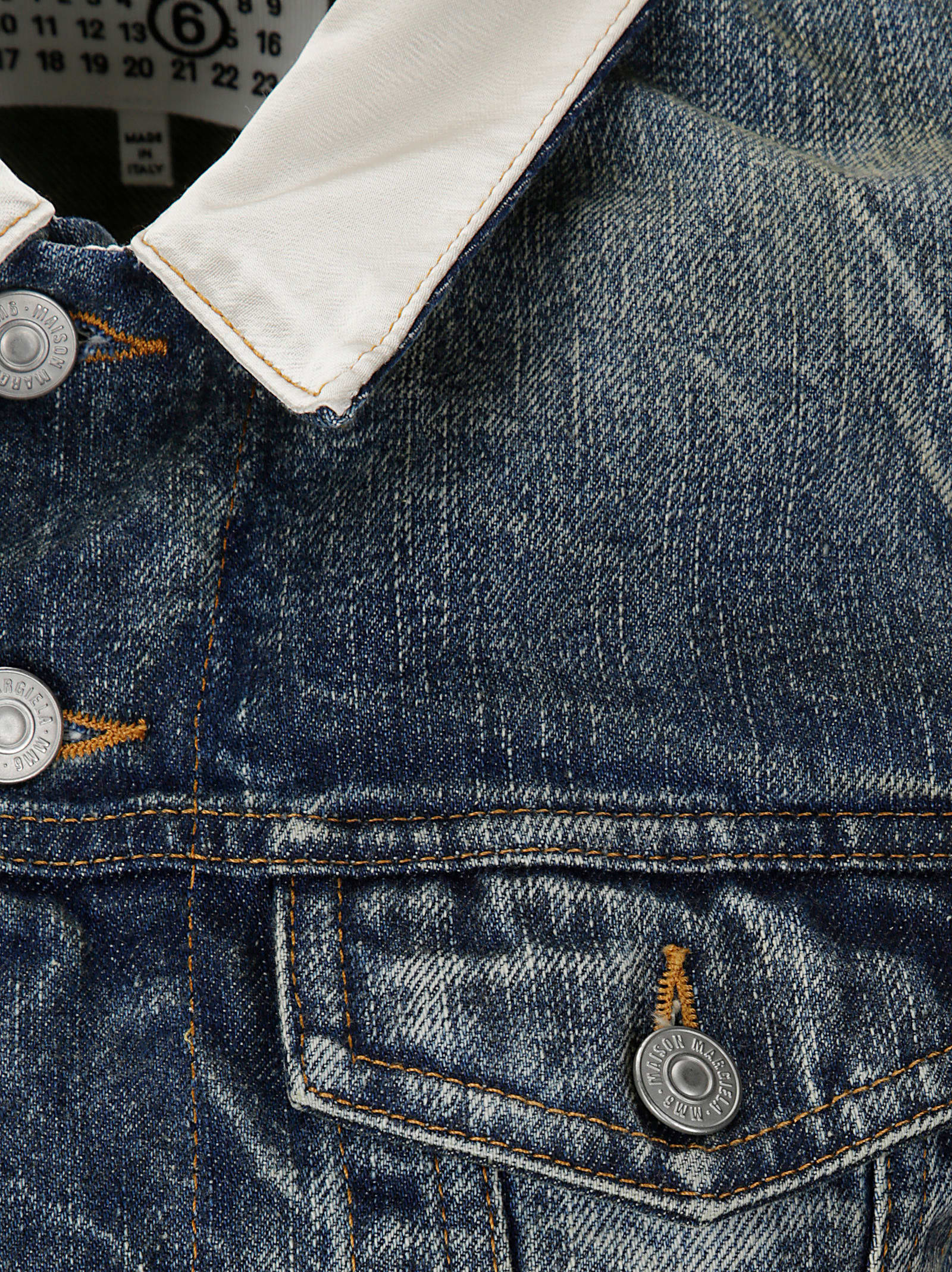 Mm6 Maison Margiela Mm6 By Maison Margiela Denim Jacket With Contrast Collar In Blue