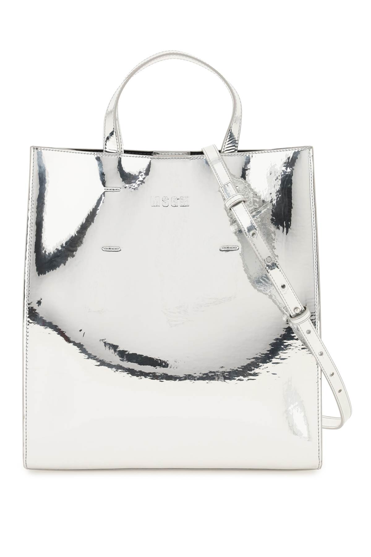 MSGM Mirror-effect Faux Leather Tote Bag