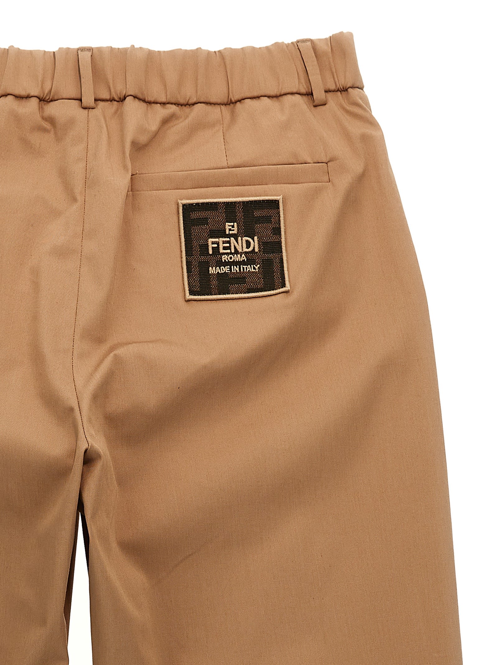Shop Fendi Pants With Front Pleats In Beige