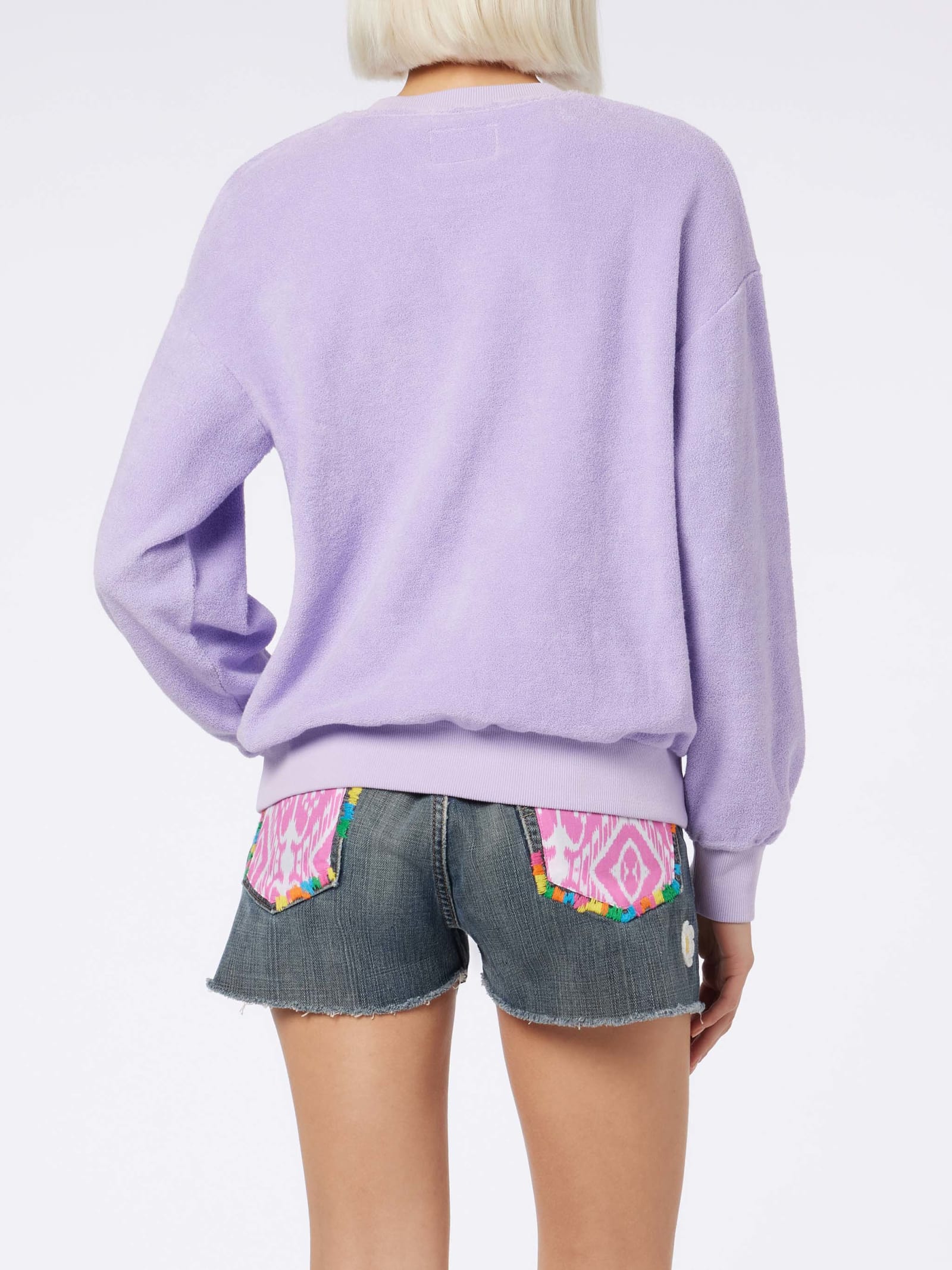 Shop Mc2 Saint Barth Woman Lilac Terry Cotton Stardust Sweatshirt In Pink