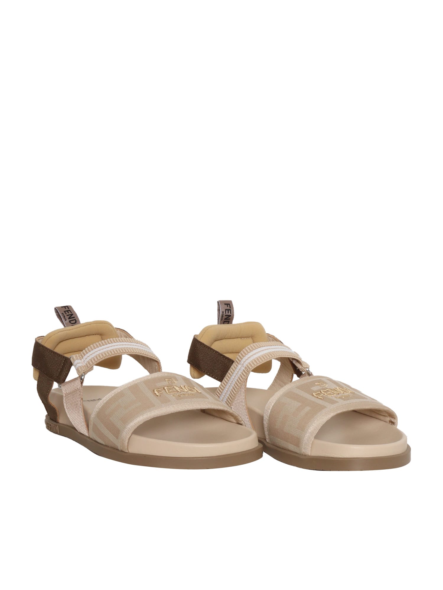 Shop Fendi Unisex Sandals In Beige