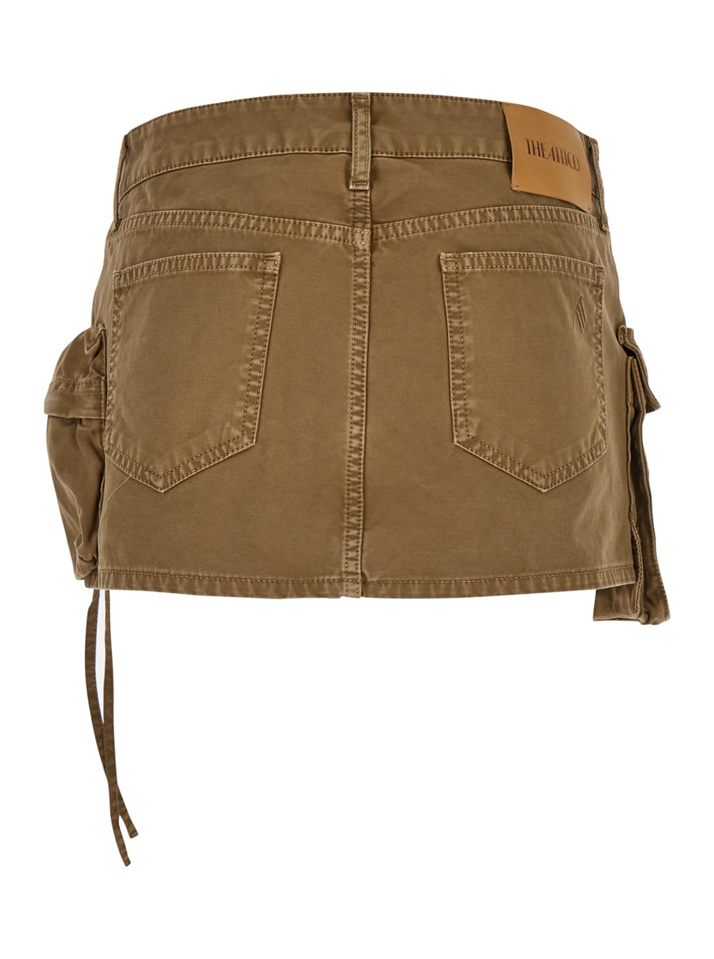 Shop Attico Fay Beige Mini-skirt With Oversized Cargo Pockets In Denim Woman