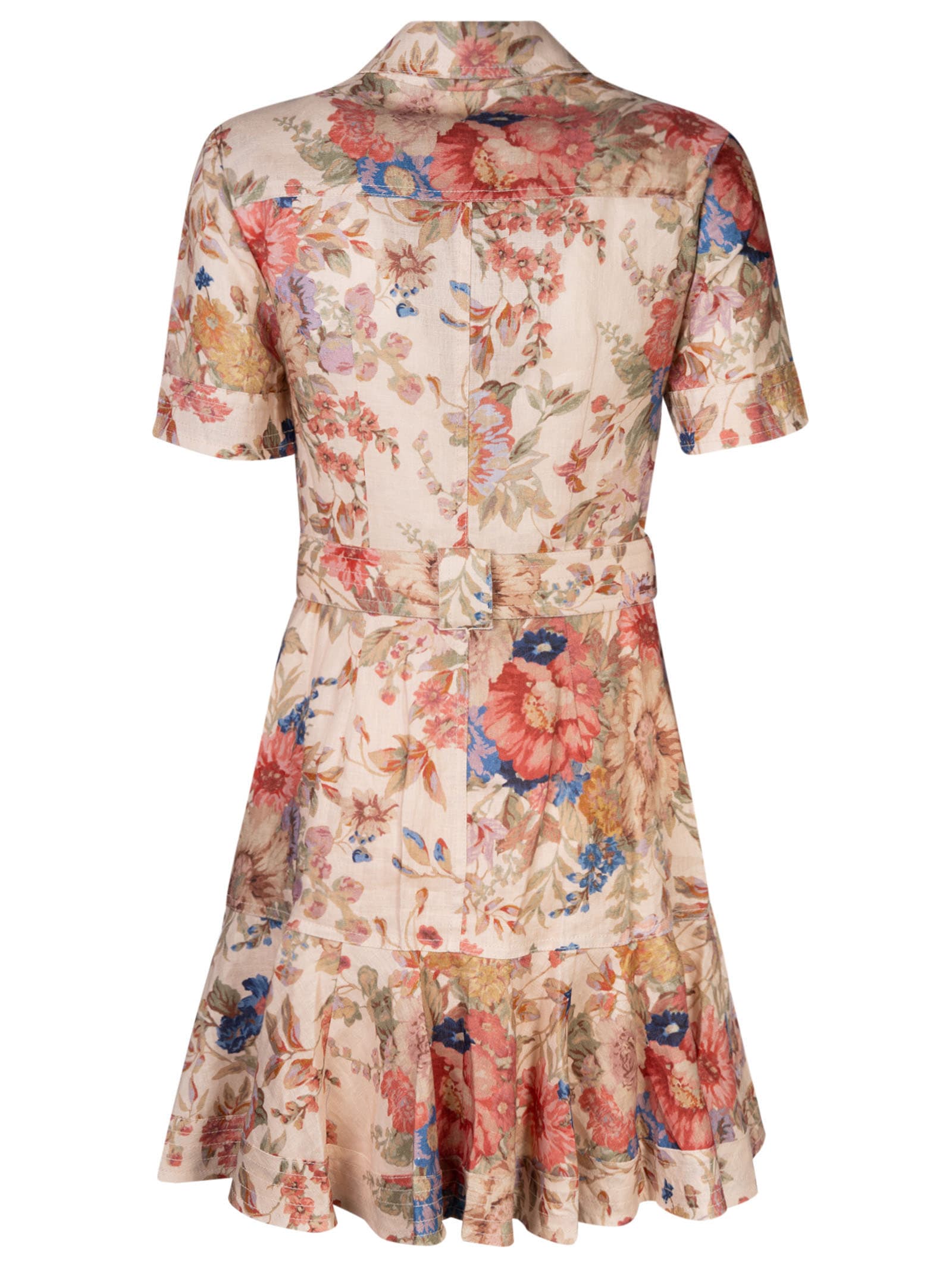 Shop Zimmermann August Belted Mini Dress In Cream Floral