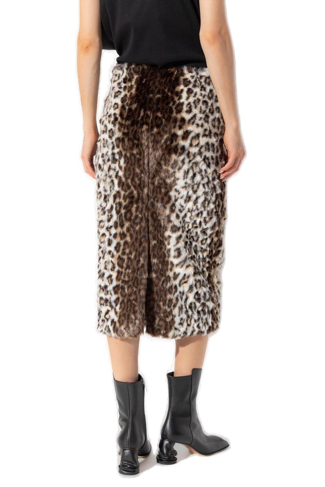 Shop Alexander Mcqueen Leopard Jacquard Pencil Skirt In Brown