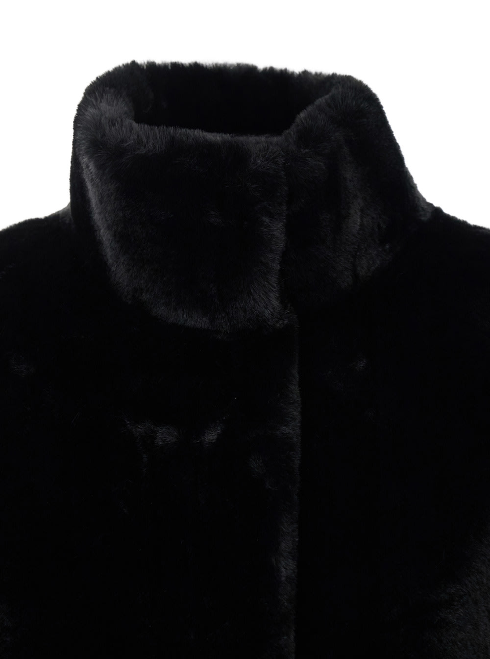 Shop Apparis Blair Midi Black Coat With High Neck In Eco Fur Woman