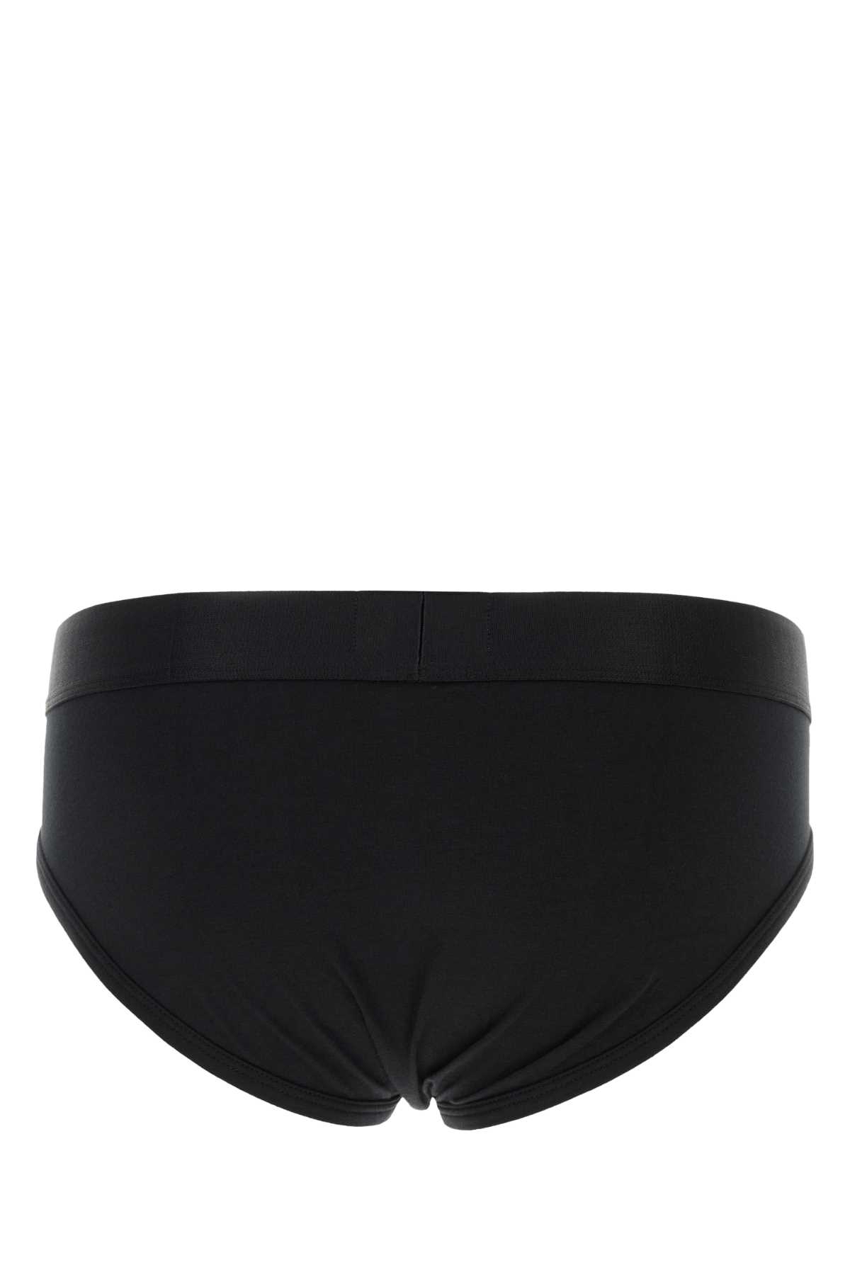 Emporio Armani Black Stretch Cotton Brief In Black