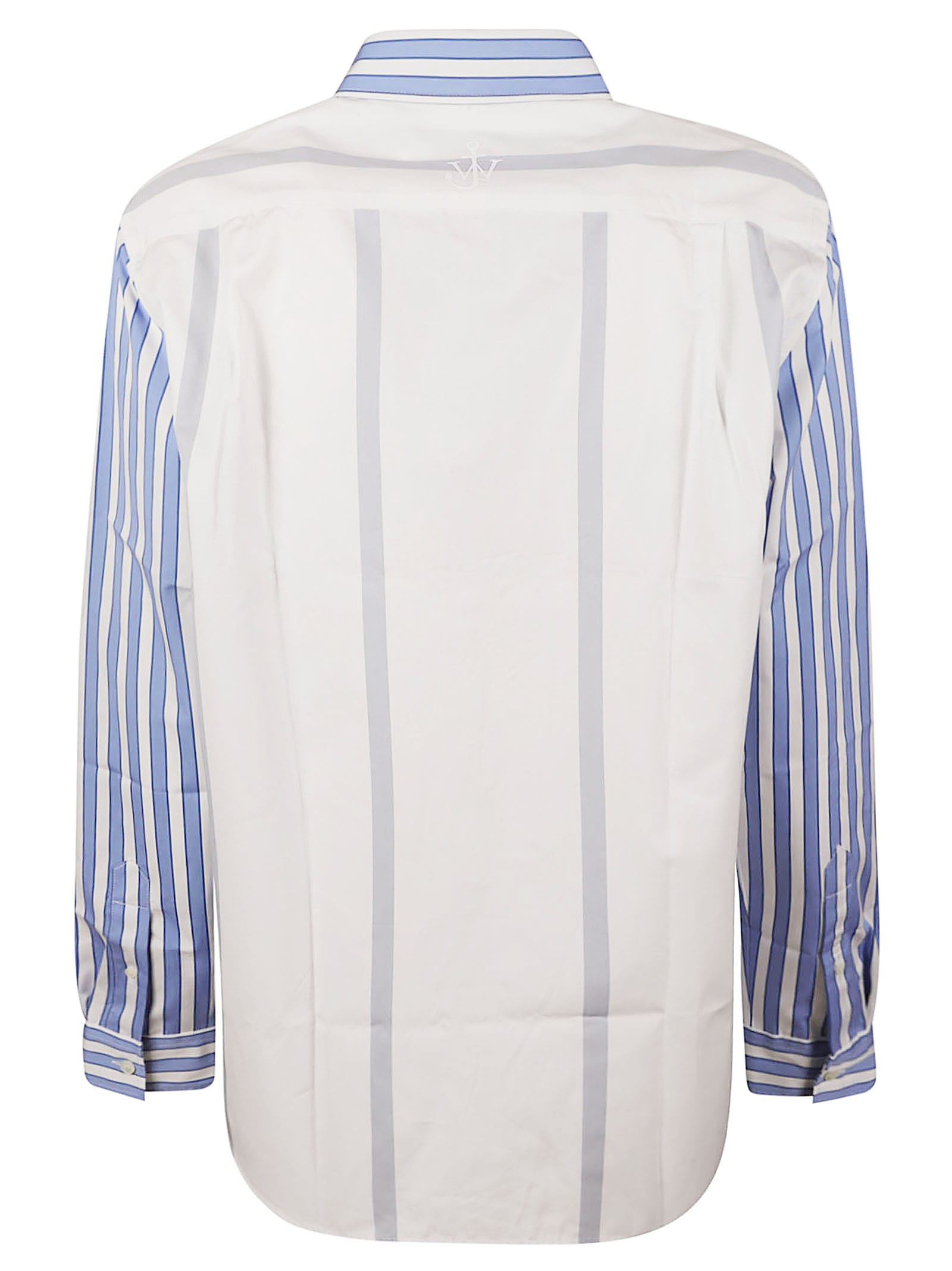 Shop Jw Anderson Classic Fit Patchwork Shirt In Blue/white