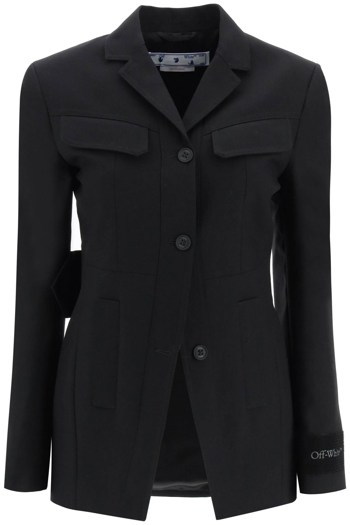 Wool Single-breasted Jacket In Black No Color
