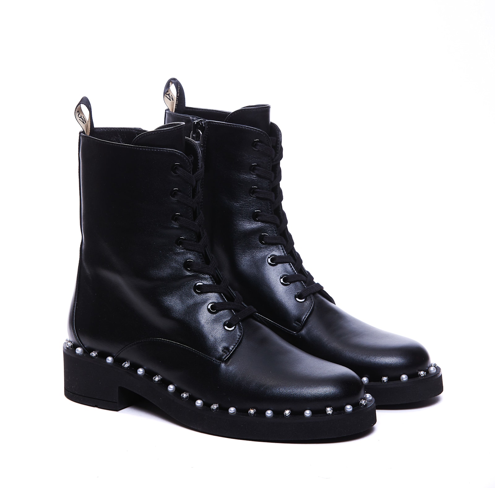 Stuart Weitzman Reverie Lace Up Booties In Black