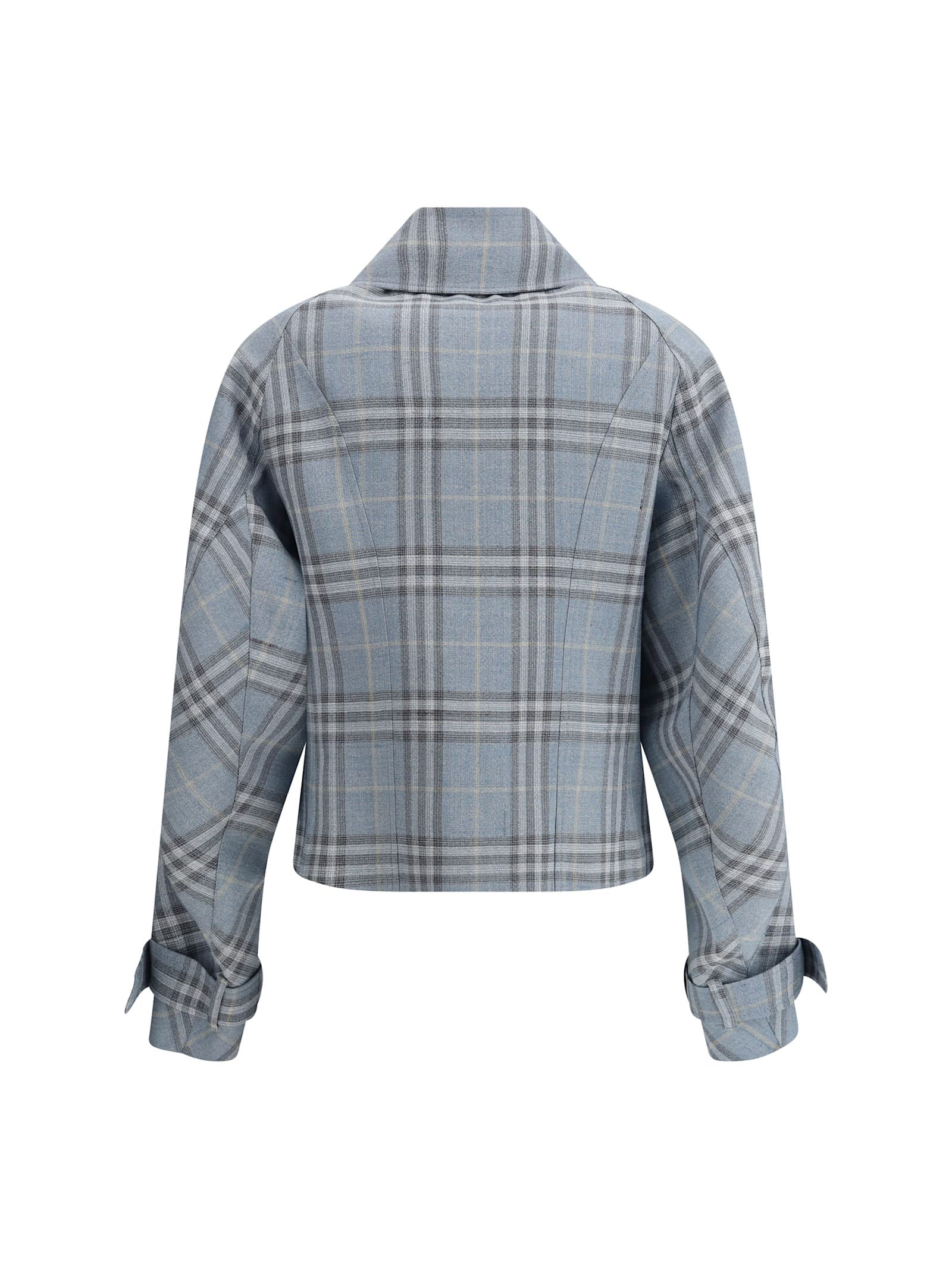 Burberry Check Silk Blend Trench Jacket In Gray