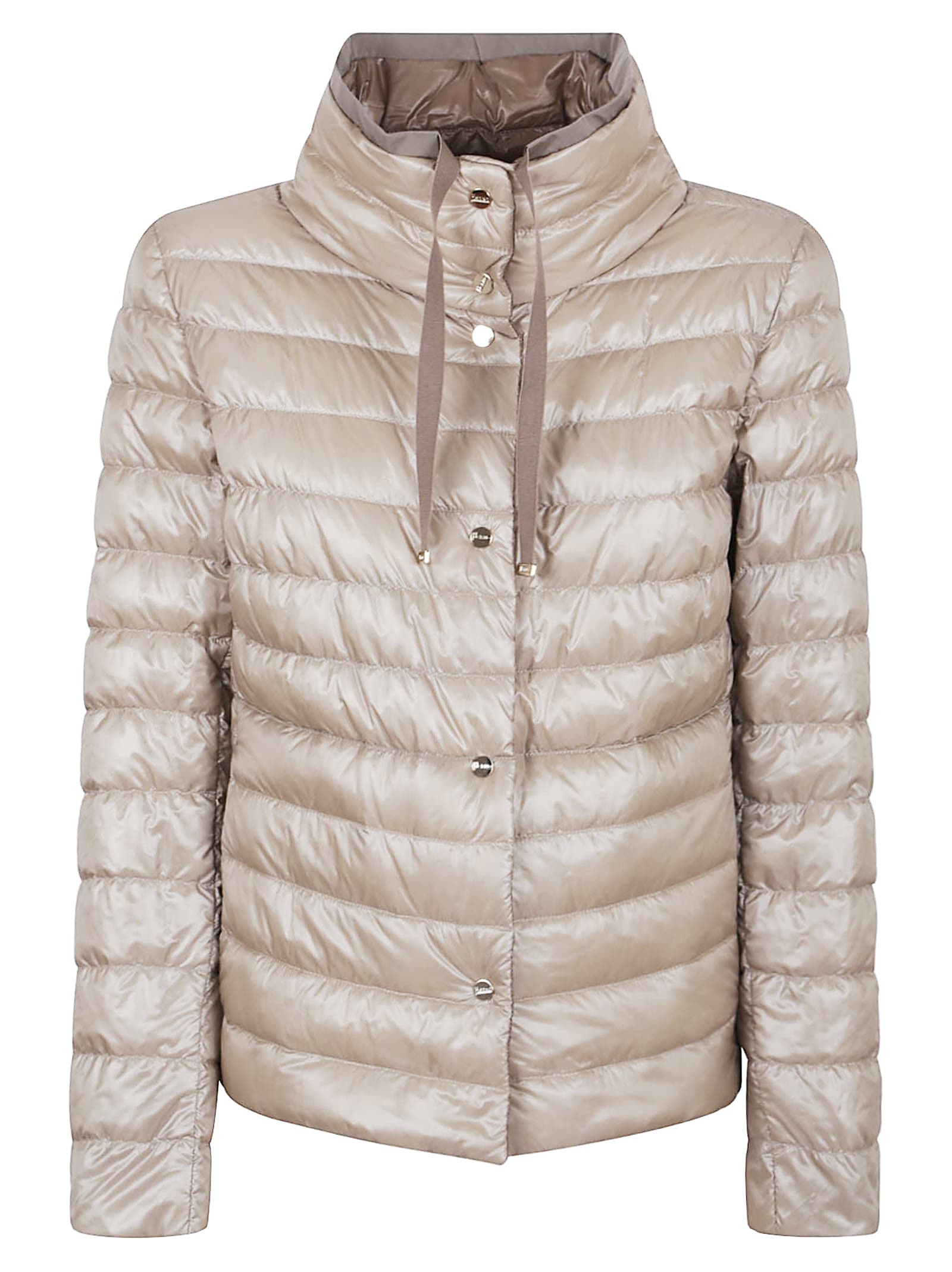 Herno Reversible Down Padded Jacket With High Collar In Tortora Chantilly