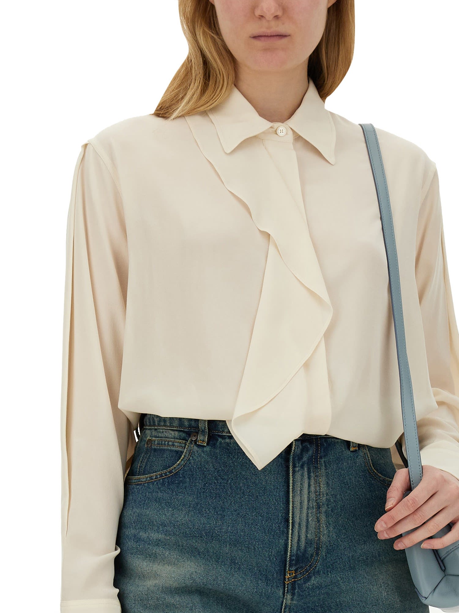 Shop Victoria Beckham Silk Shirt In Panna