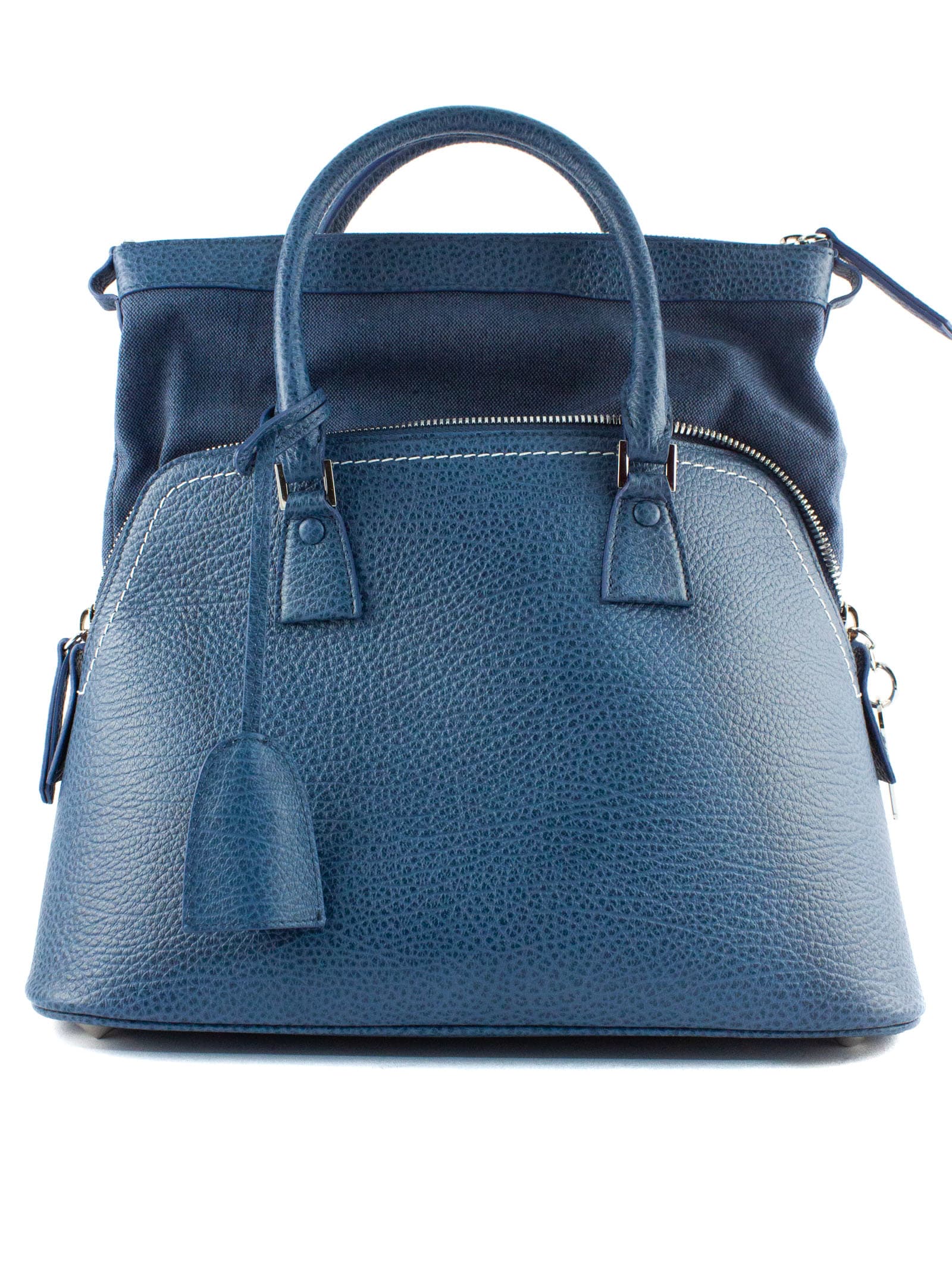Maison Margiela 5ac Medium Bag In Blue Grainy Leather