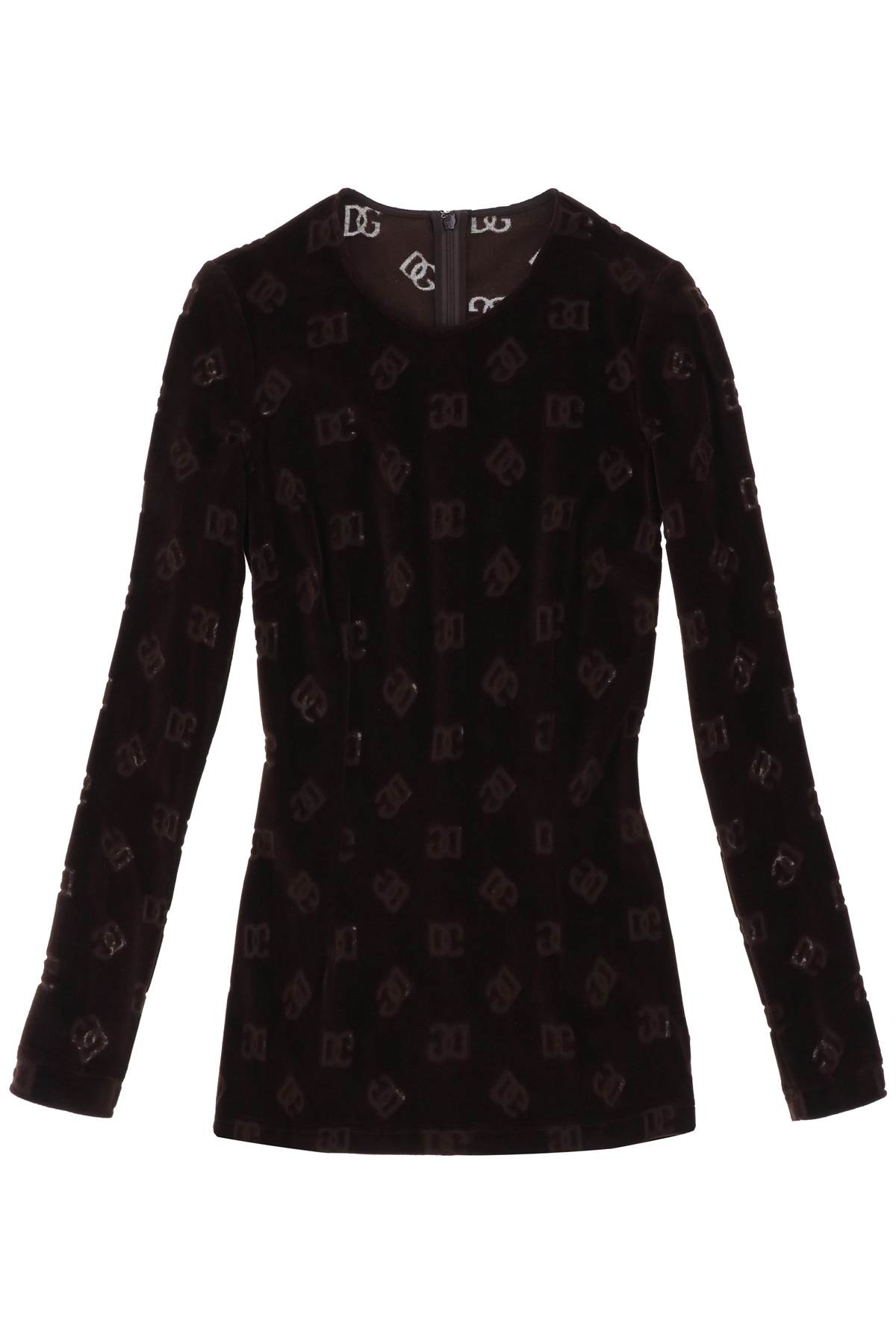 Dolce & Gabbana Logo Monogram Long-sleeved T-shirt In Marrone Scuro 3 (brown)