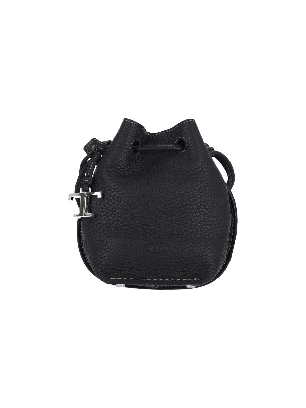Tod's Micro Logo Bucket Bag In Black