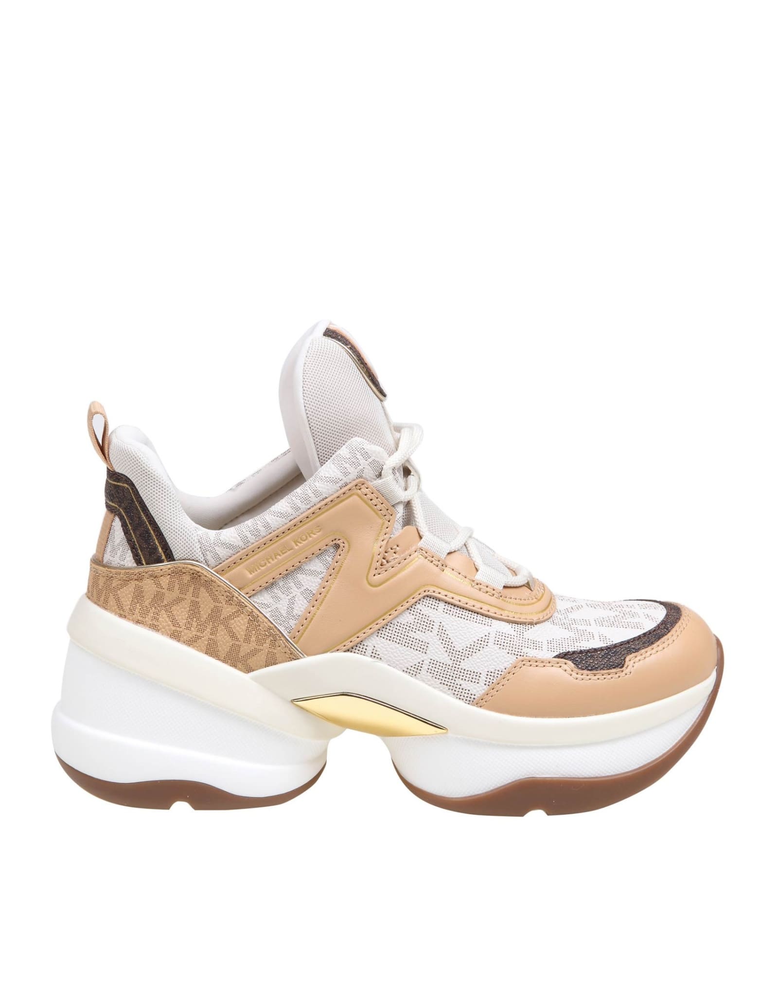michael kors olympia mesh and logo trainer