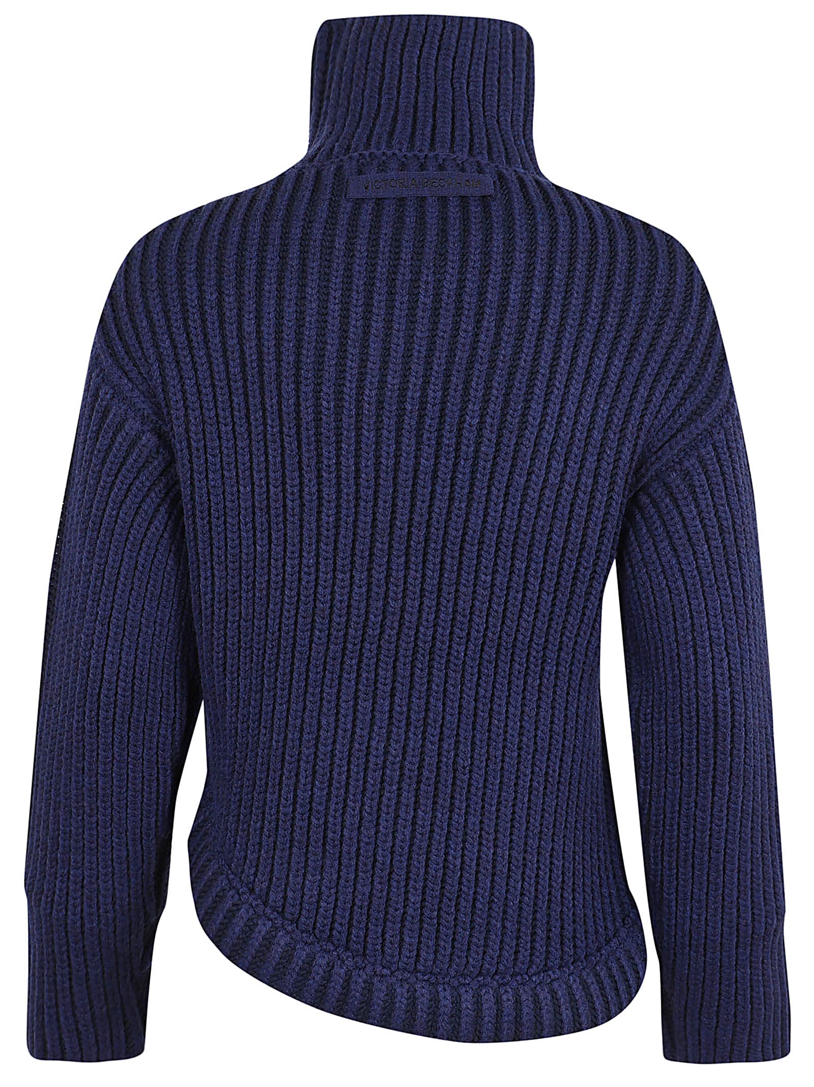 Shop Victoria Beckham High Neck Jumper In Ink Blue