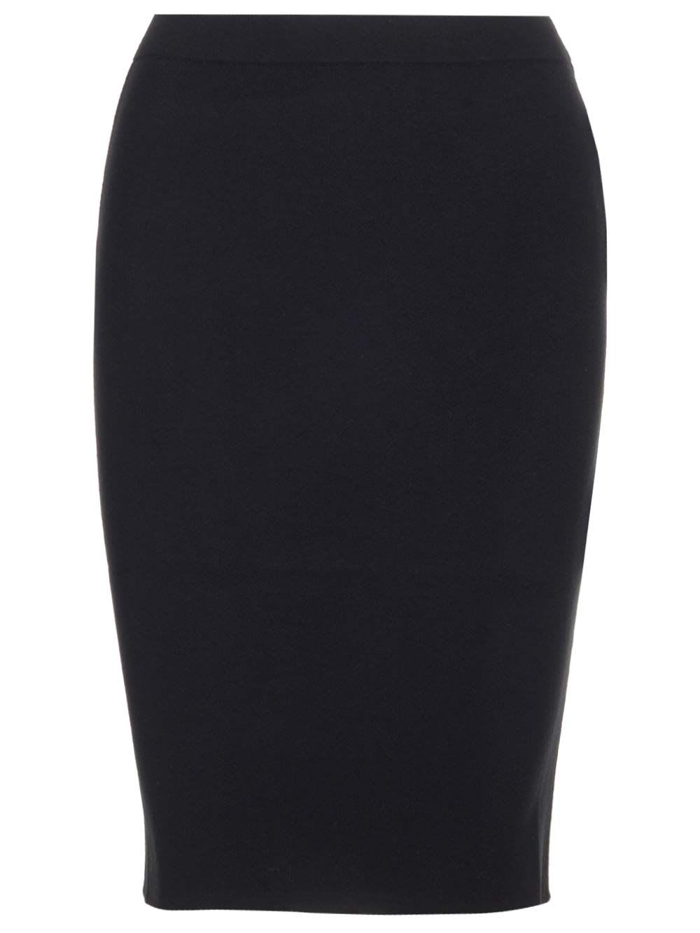 Saint Laurent High-waisted Wool Pencil Skirt With Ribbed Edges In Black