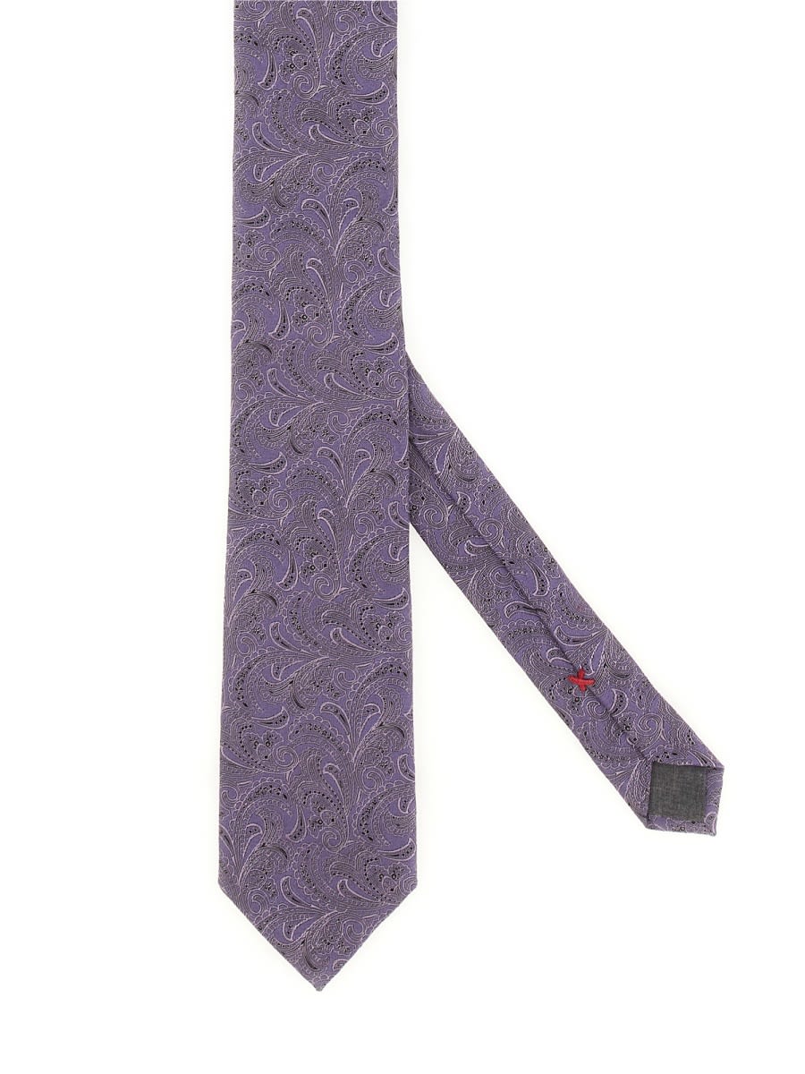 Shop Brunello Cucinelli Silk Tie In Purple