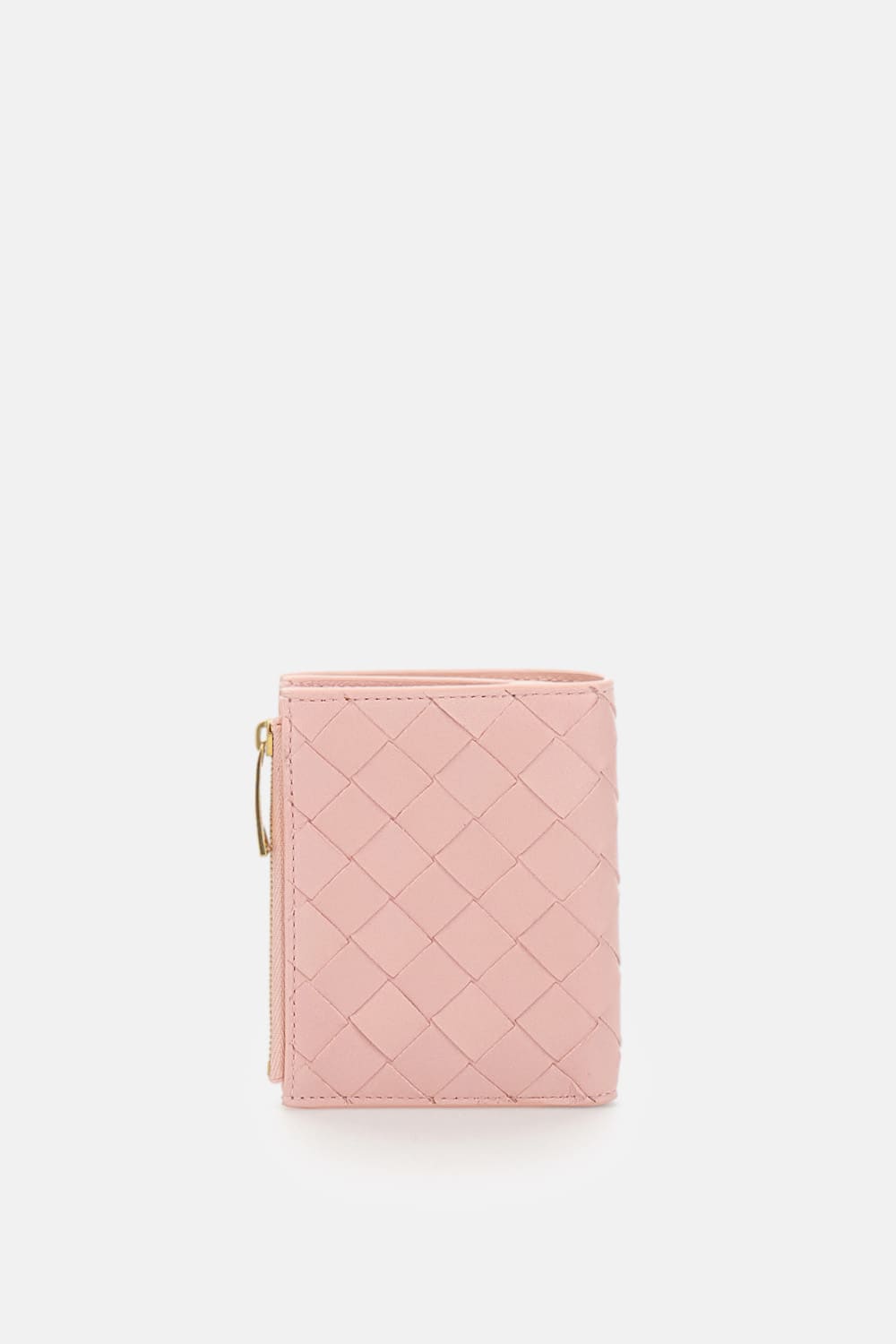 Bottega Veneta Small Bi-fold Wallet Pink In Intrecciato In Pink
