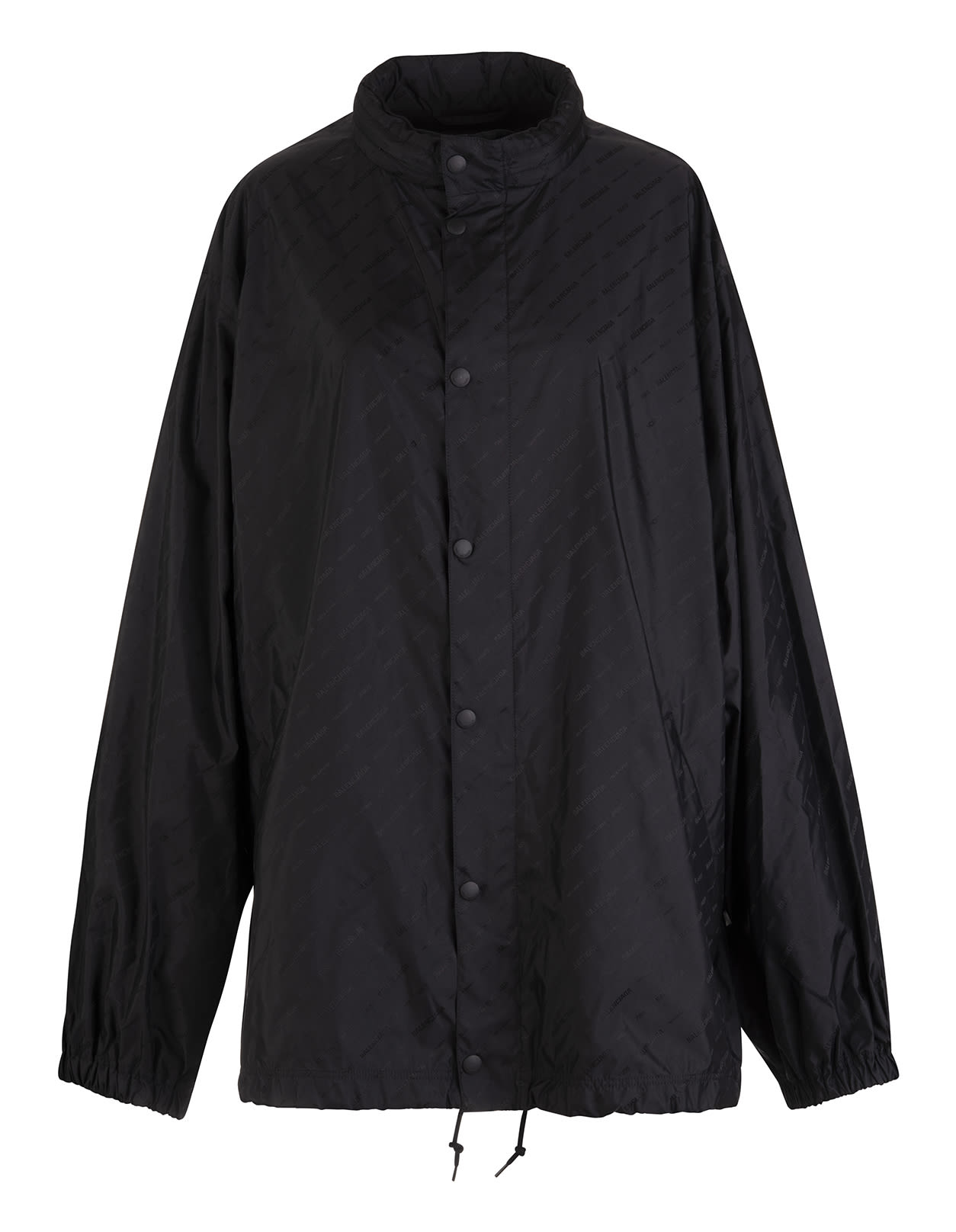 Balenciaga Woman Black All-over Logo Raincoat