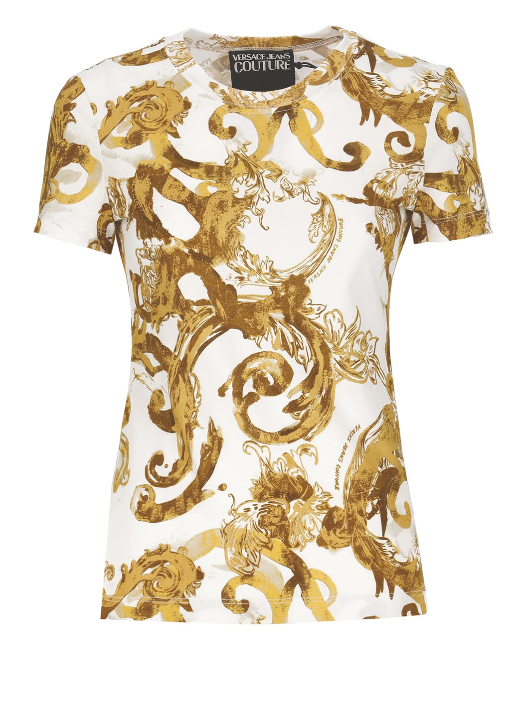 Shop Versace Jeans Couture Watercolour Couture T-shirt In White