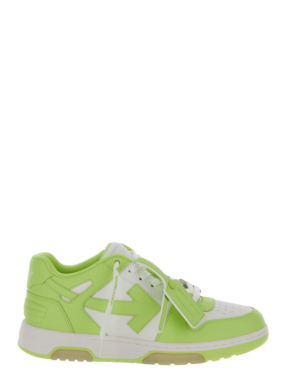 Off-white Out Of Office White And Green Low Top Sneakers With Arrow Motif In Leather Man In Multi