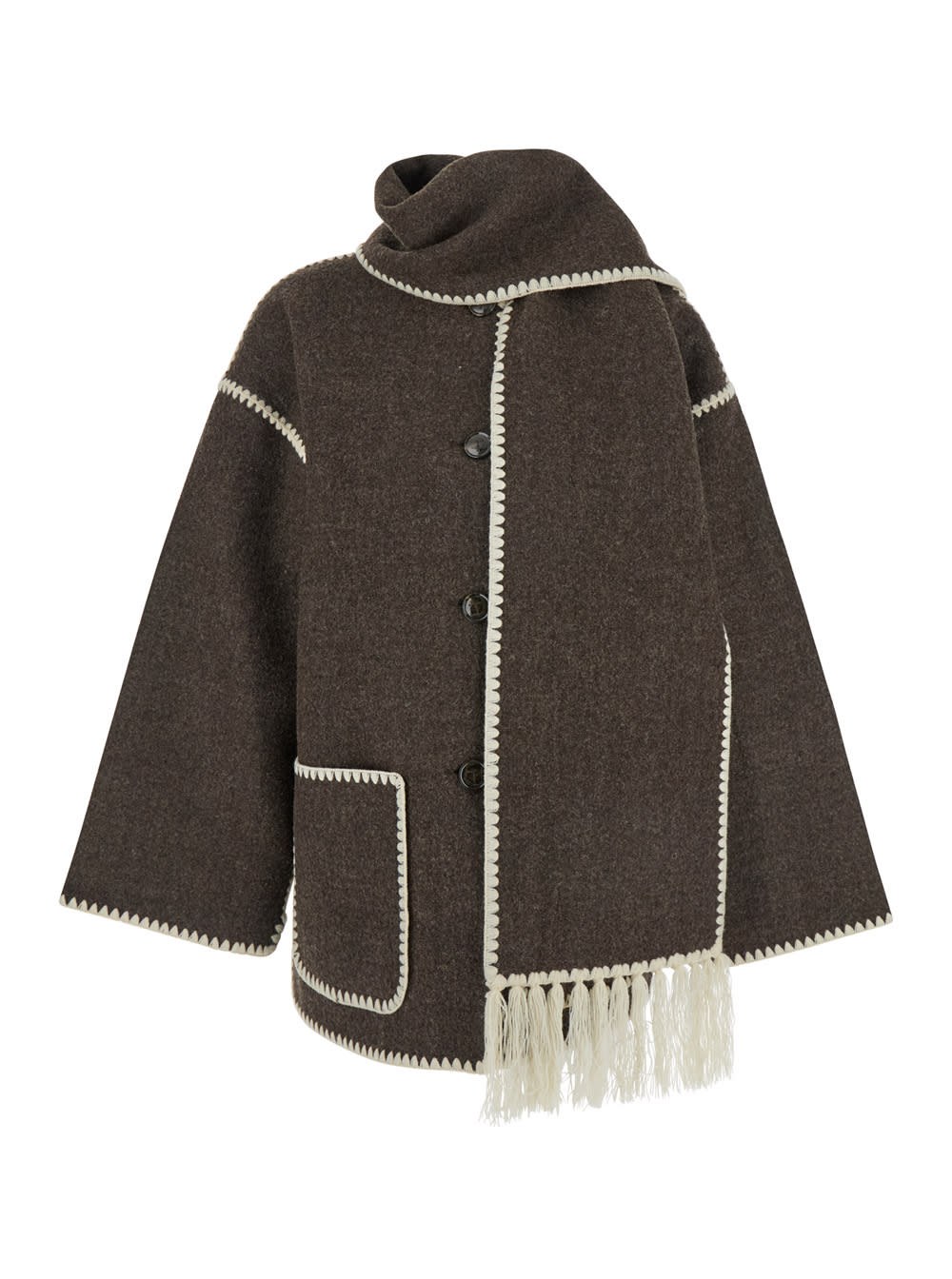Totême Embroidered Scarf Jacket In Brown