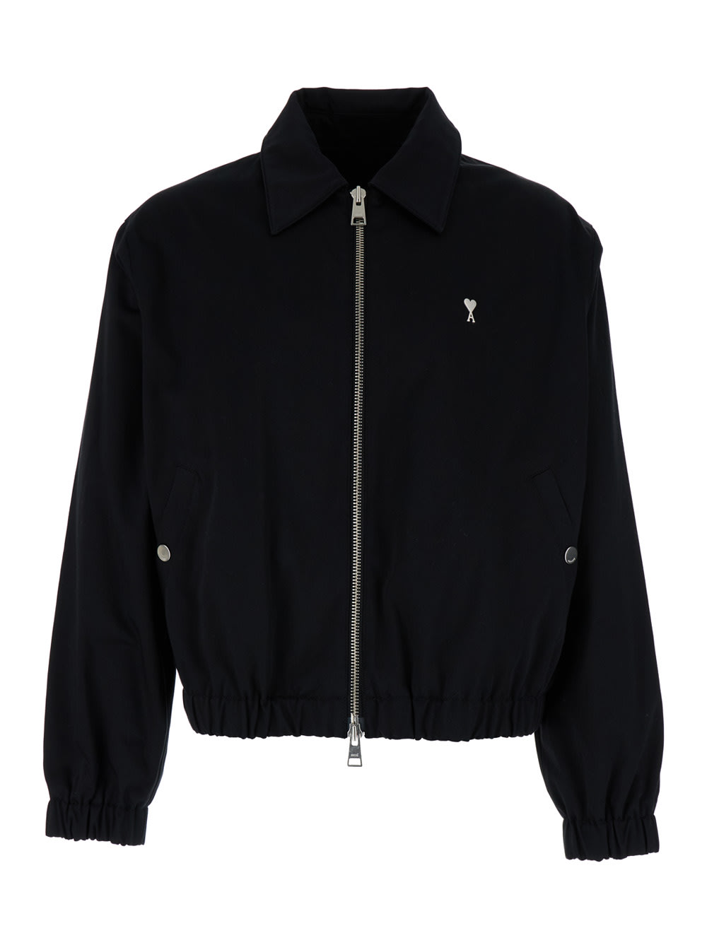 Shop Ami Alexandre Mattiussi Black Jacket With Collar And Adc Logo In Cotton Man